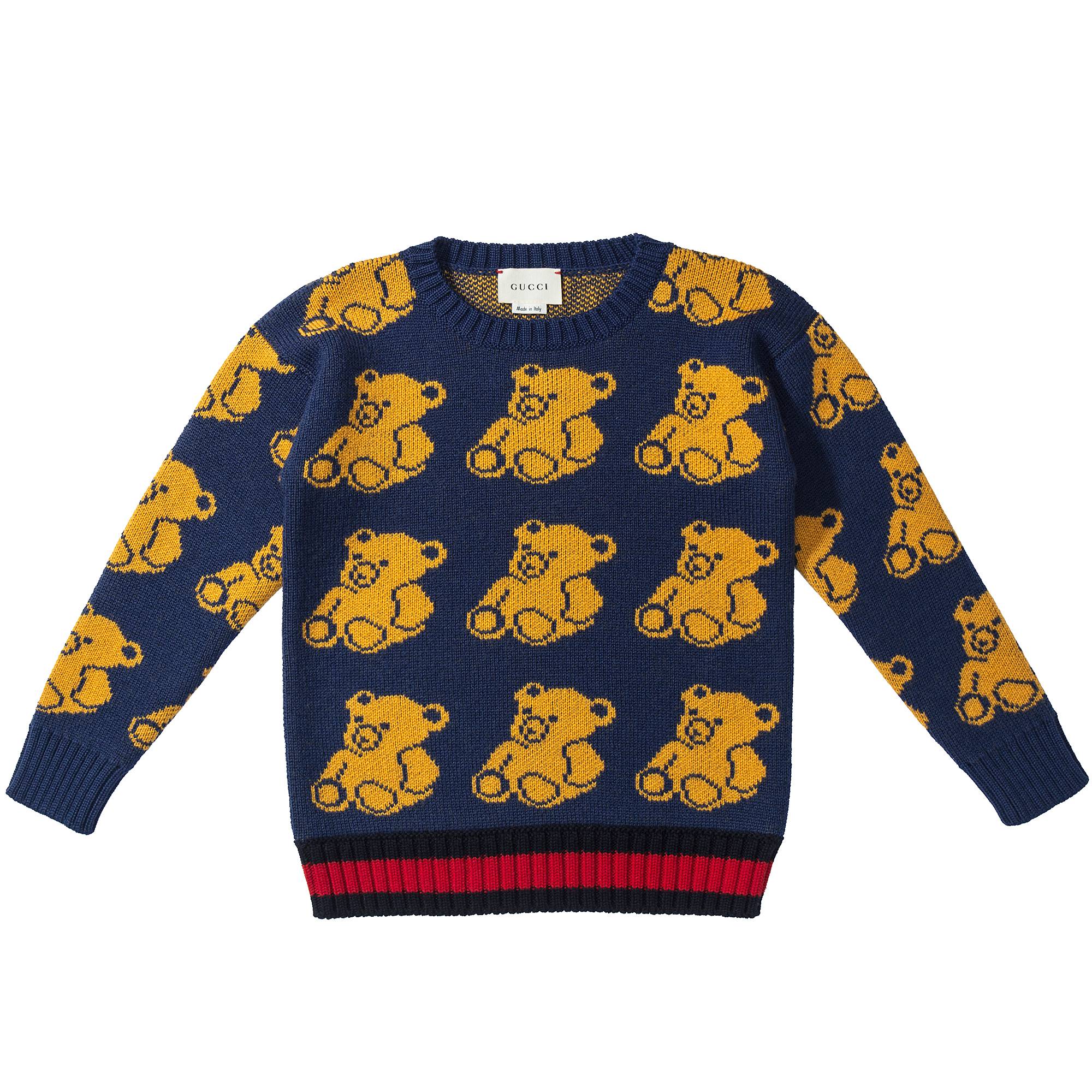 Boys Blue & Yellow Bear Wool  Sweaters