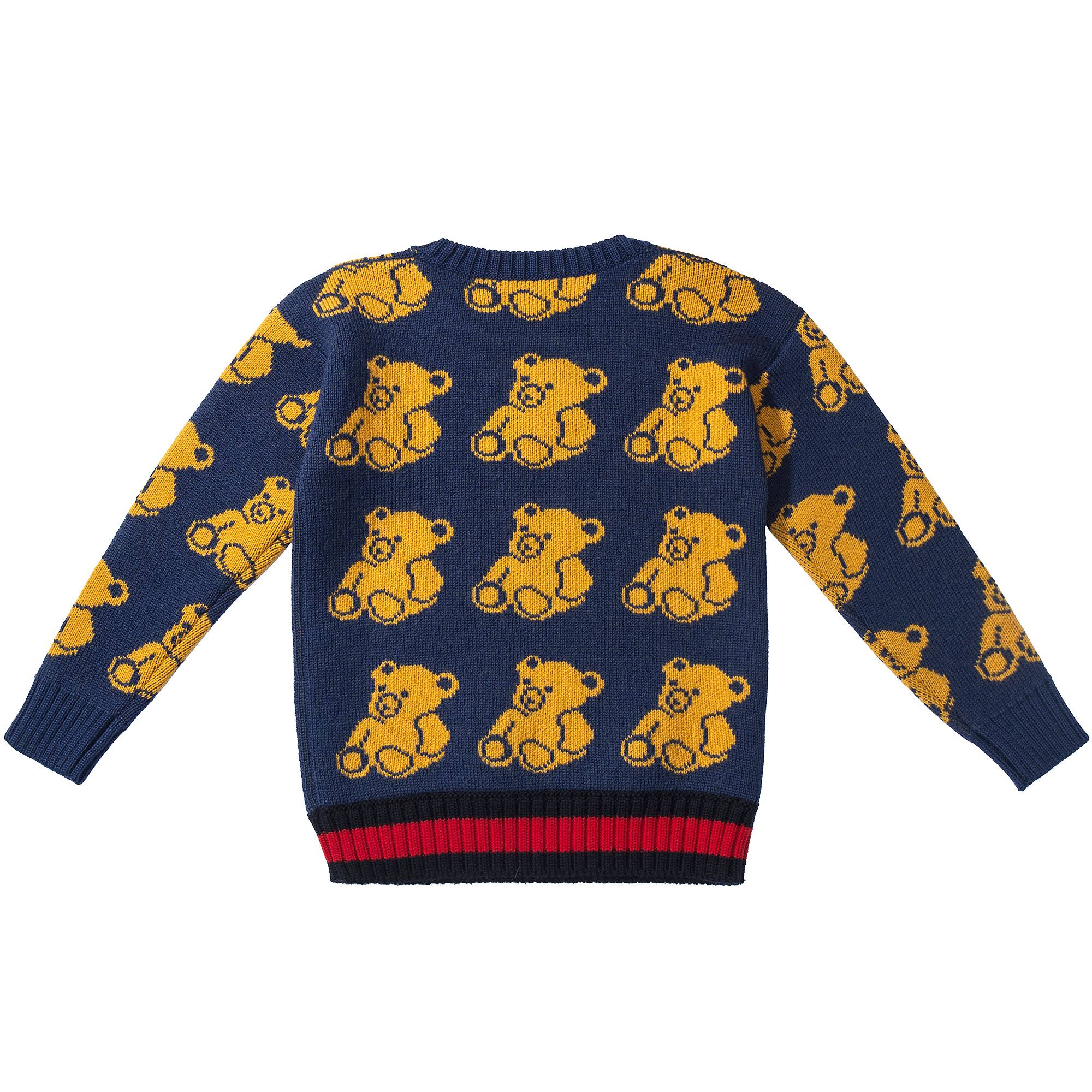 Boys Blue & Yellow Bear Wool  Sweaters