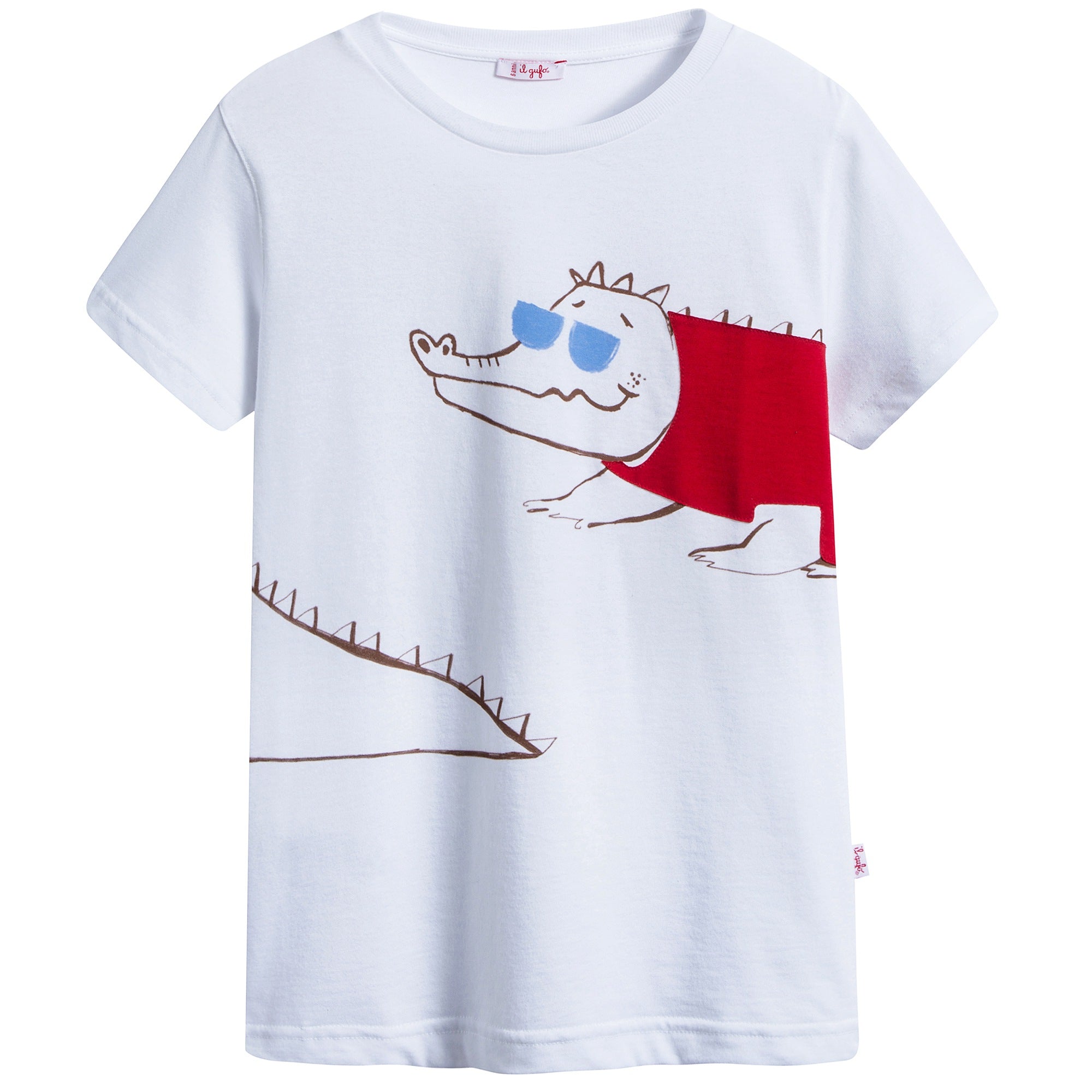 Boys White  "Cherry  Crocodile" Cotton T-shirt