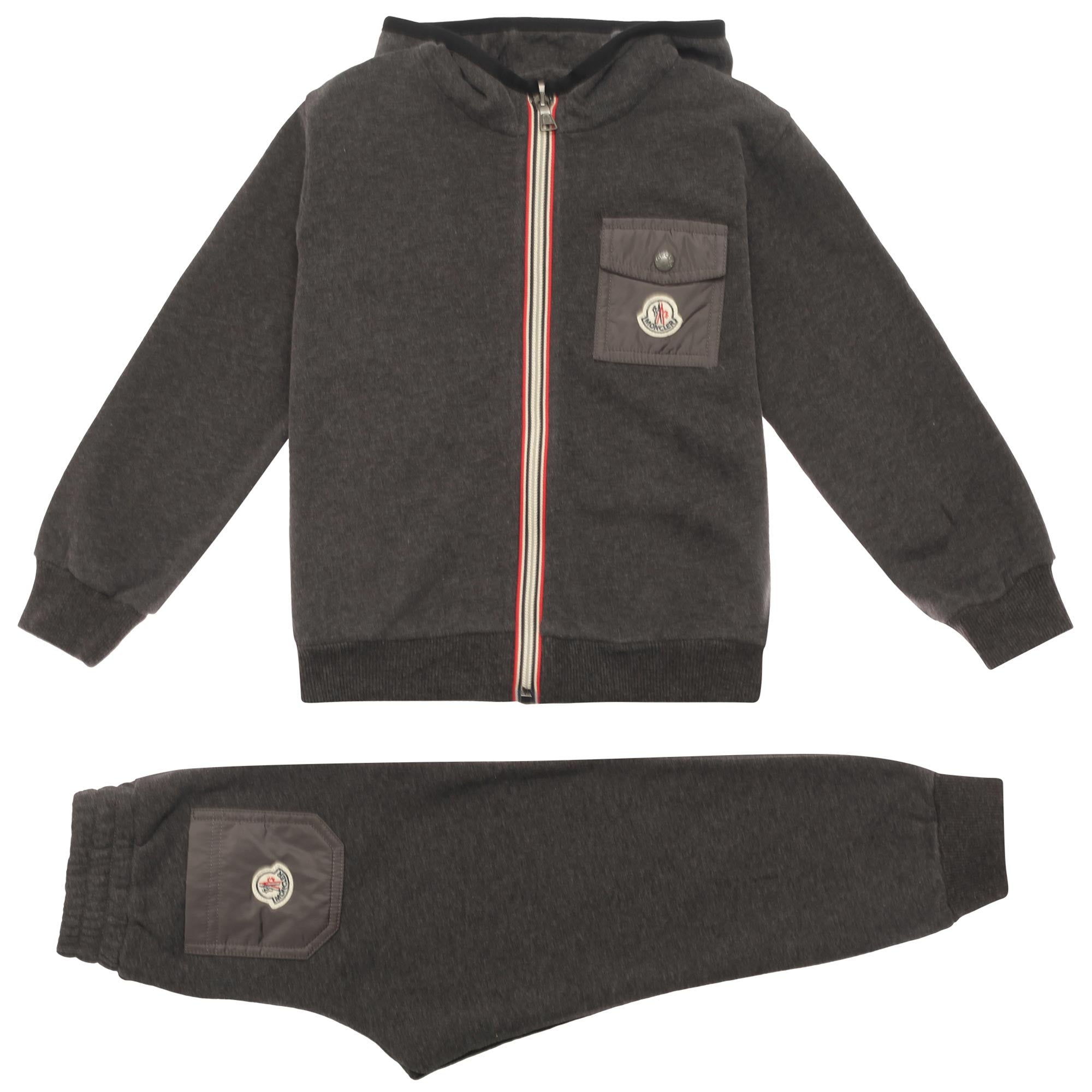 Boys Grey Hooded Cotton Jersey Tracksuit - CÉMAROSE | Children's Fashion Store - 1