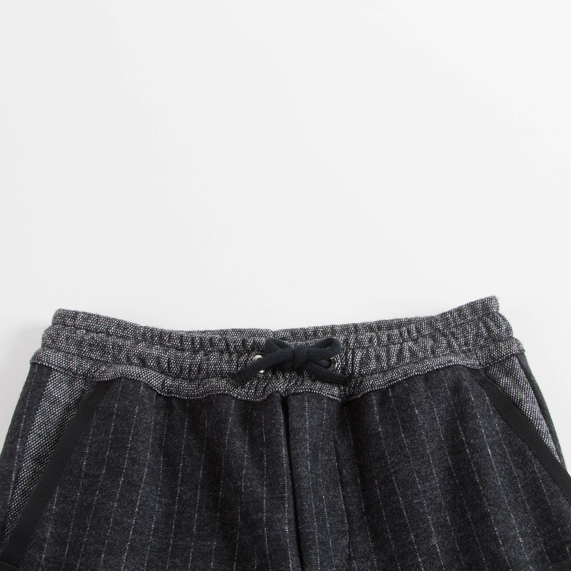 Boys Dark Grey Striped Wool Trousers