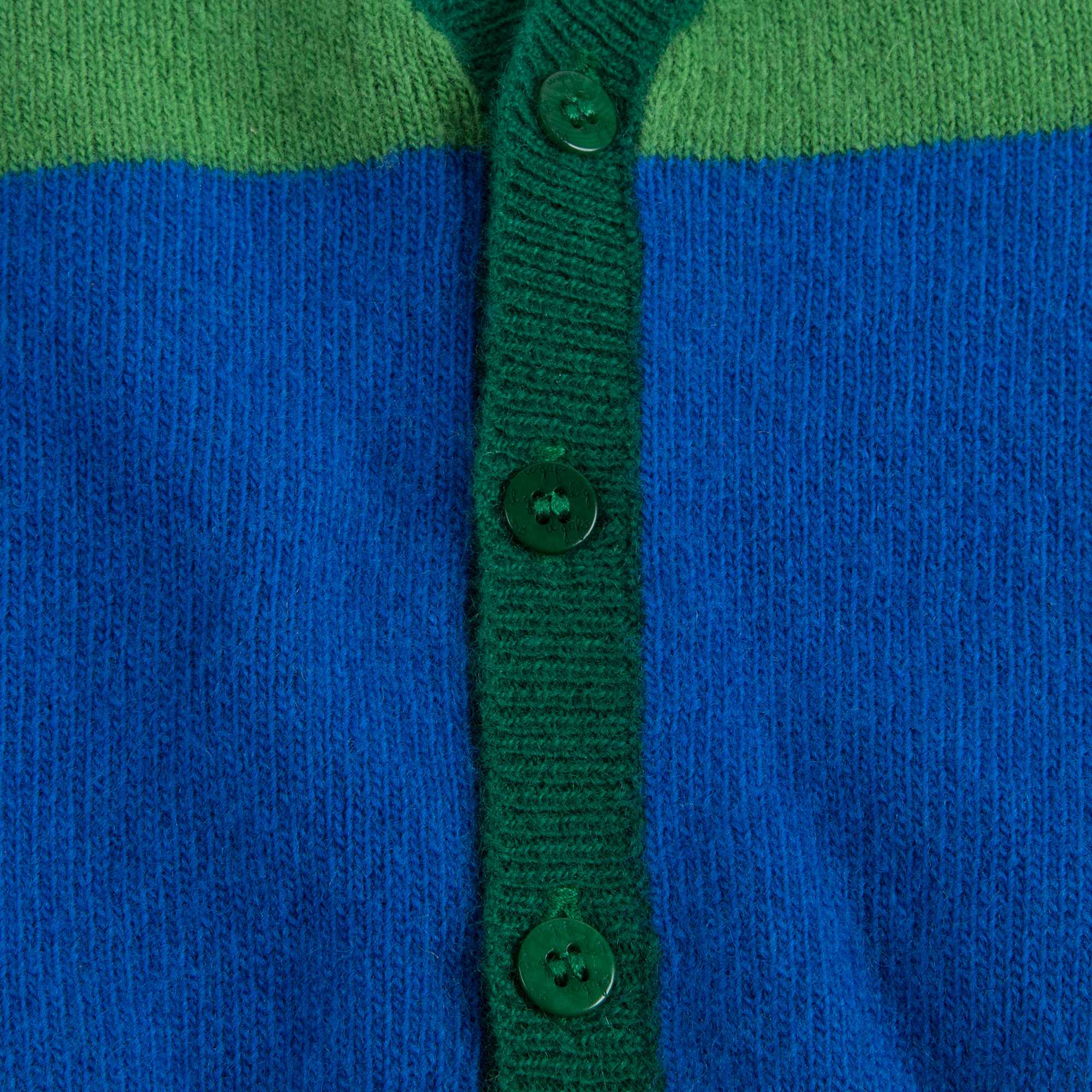 Boys Apple Green & Bluette Wool Cardigan