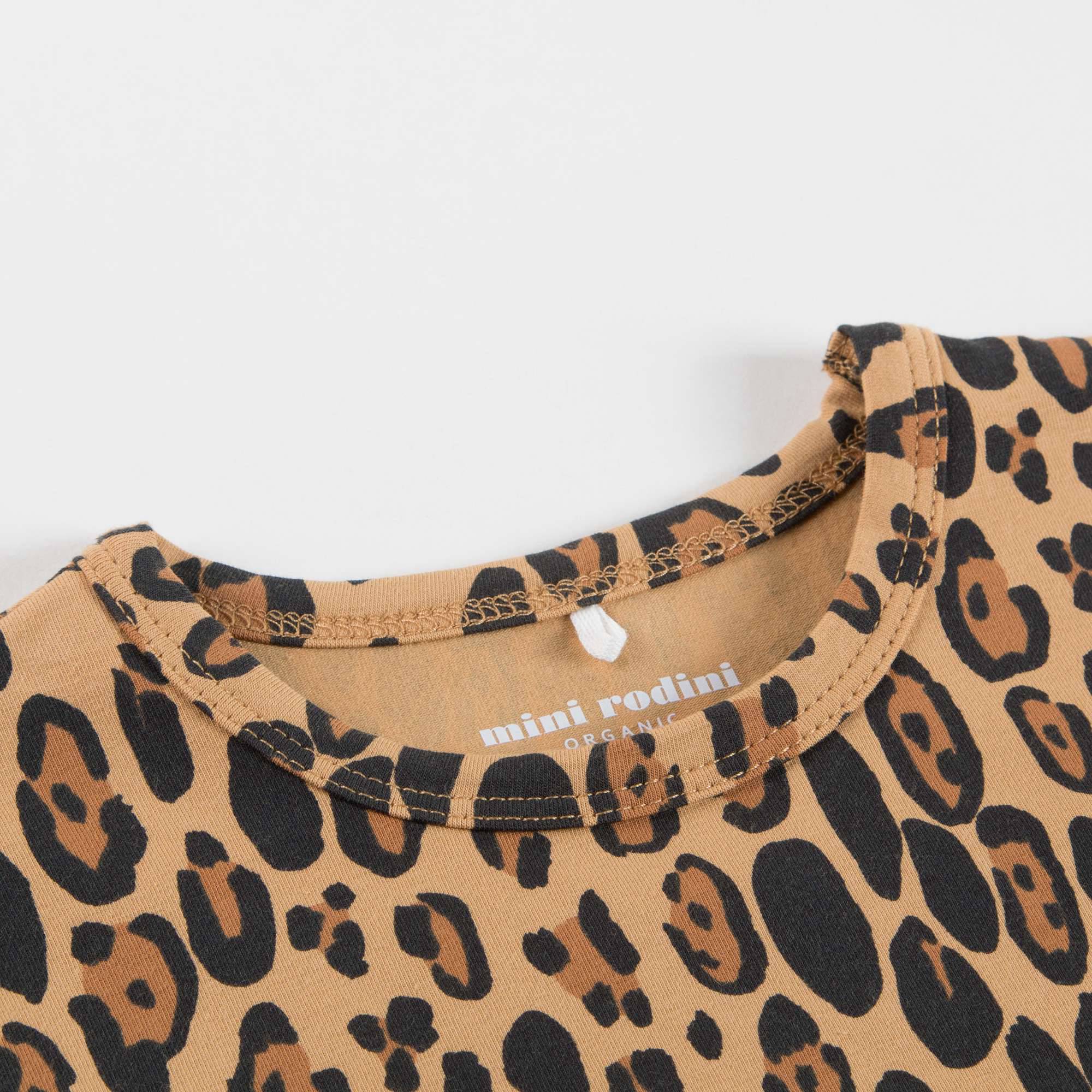 Boys & Girls Beige Basic Leopard T-shirt With Short Sleeves