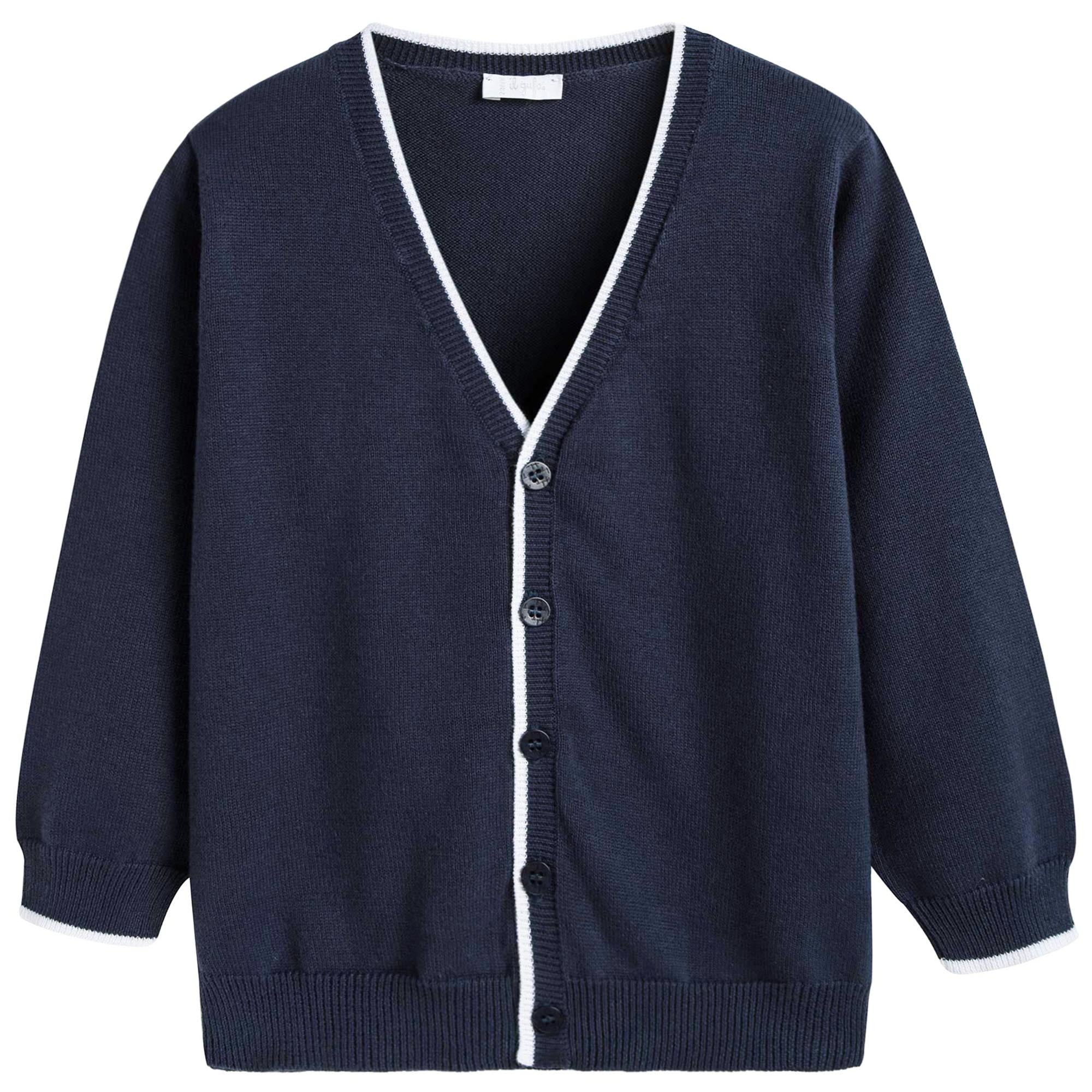 Boys Navy Blue Cotton Cardigan