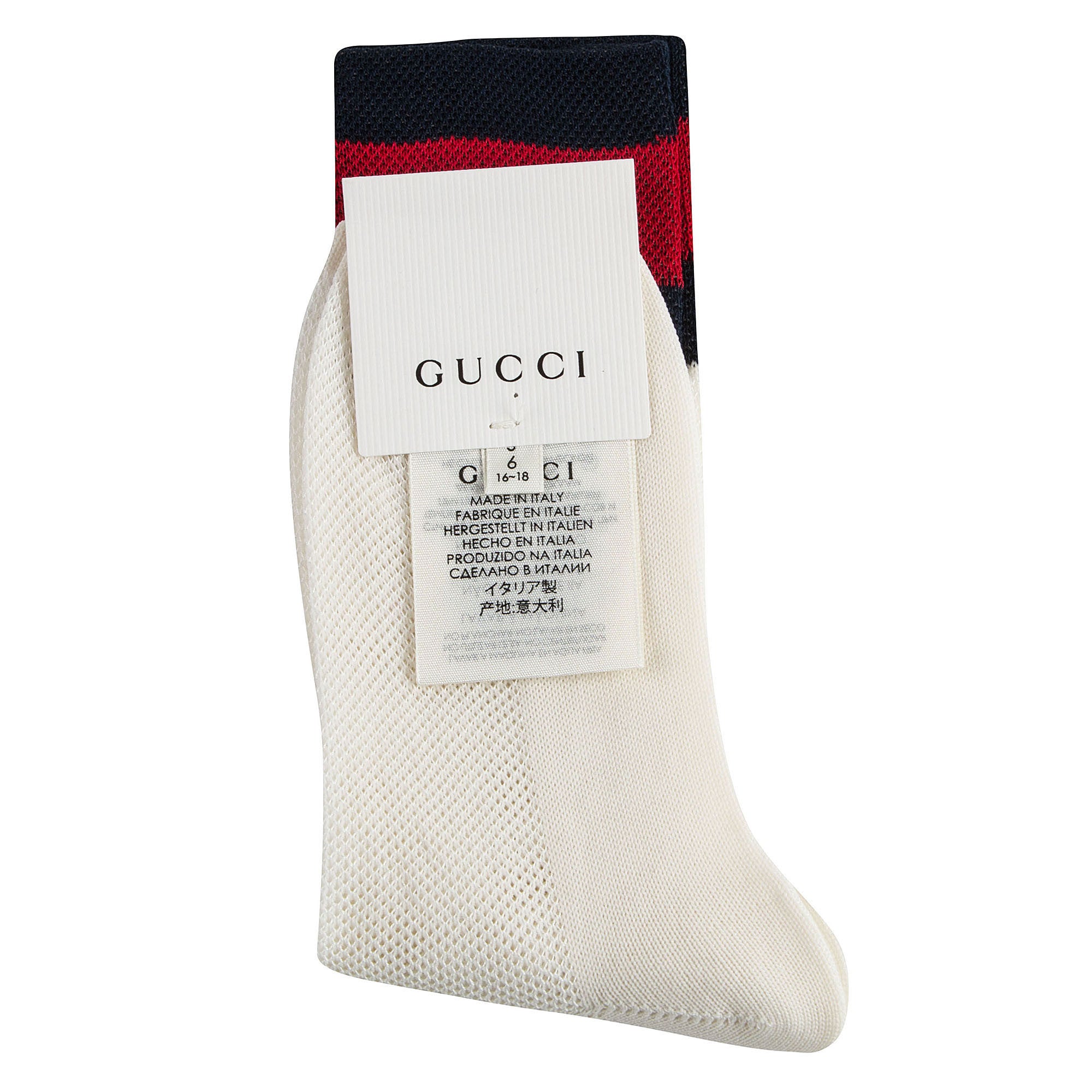 Boys & Girls White Sock With Red & Black Stripe