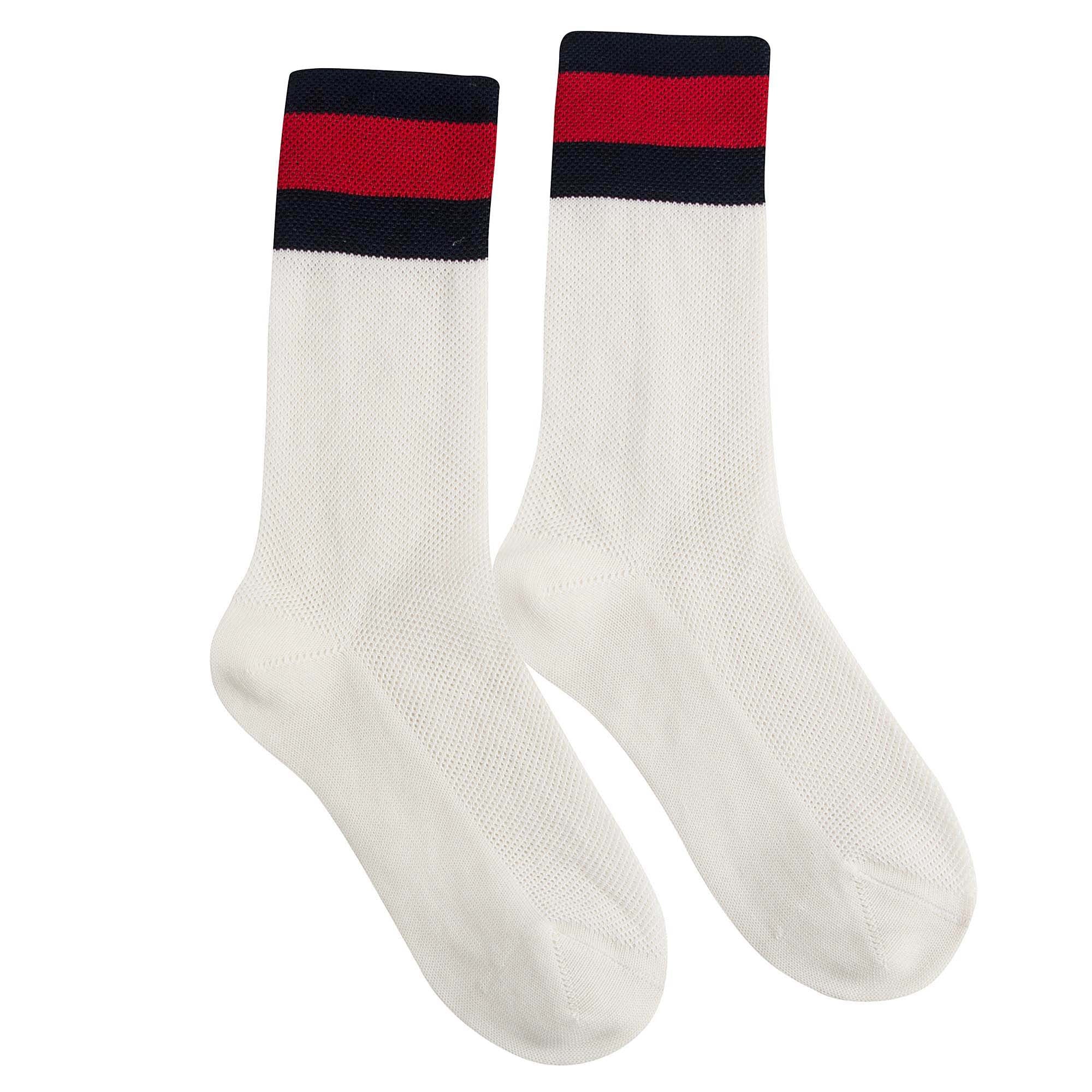 Boys & Girls White Sock With Red & Black Stripe