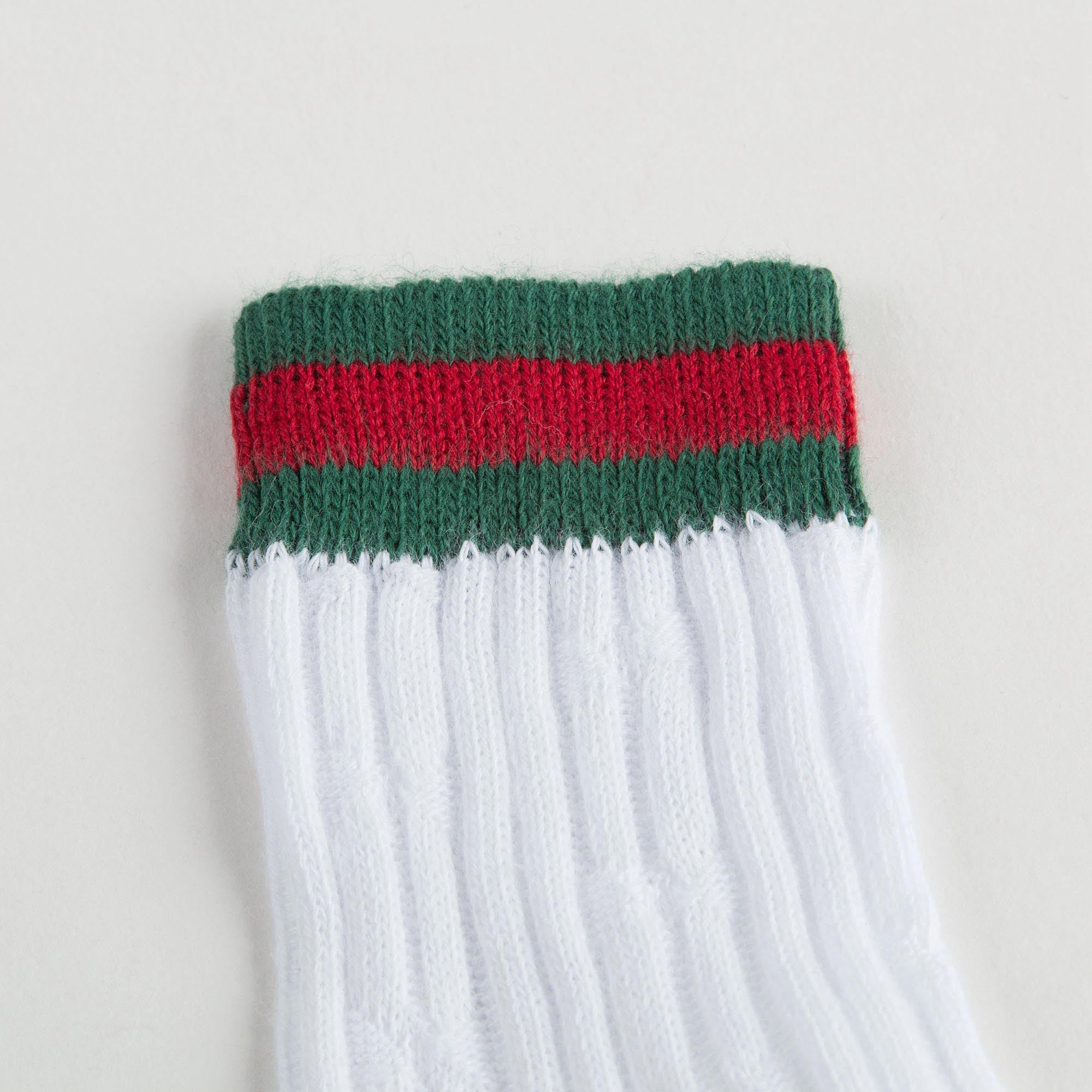 Boys & Girls White Sock With Green & Red Stripe