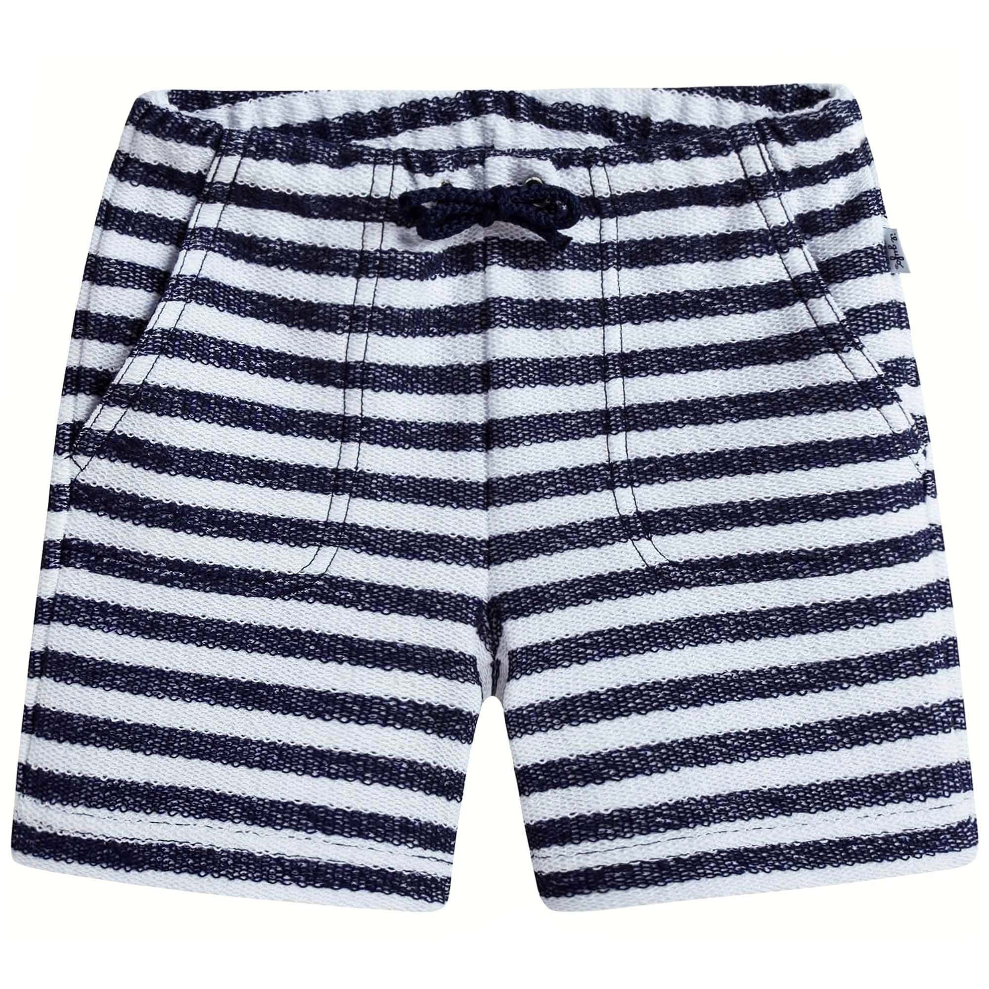 Boys Blue & White Striped Cotton Shorts