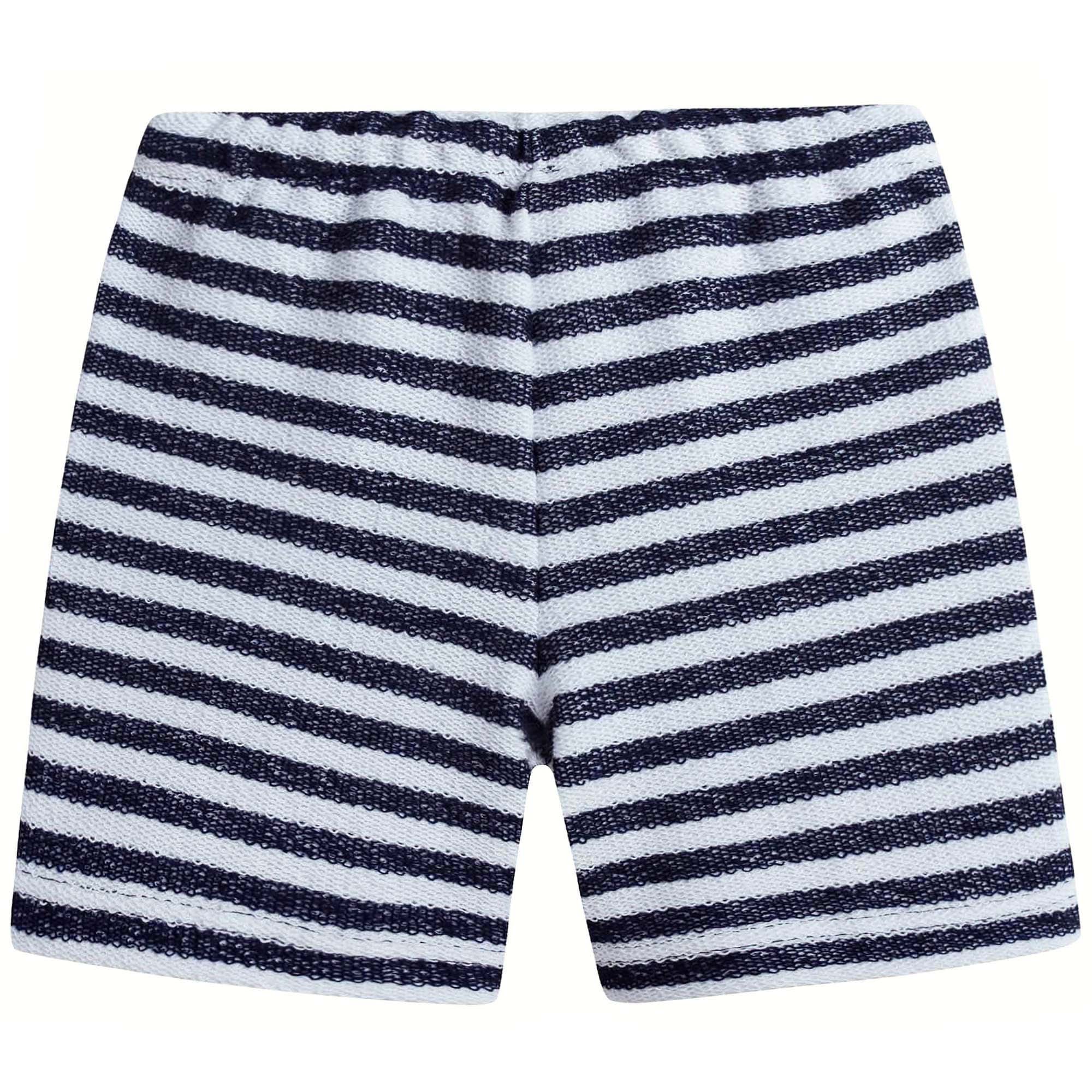 Boys Blue & White Striped Cotton Shorts