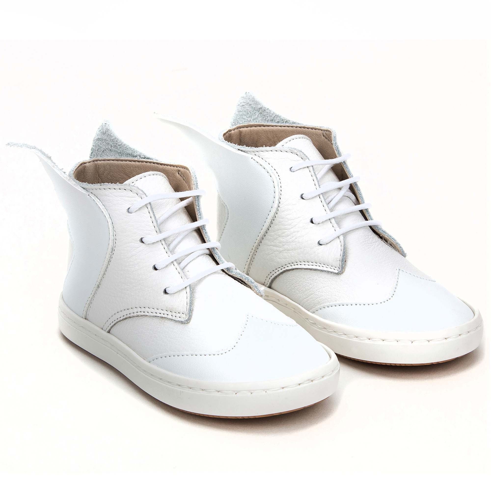 Boys White 'Hermes Wings' High-top Leather Boots