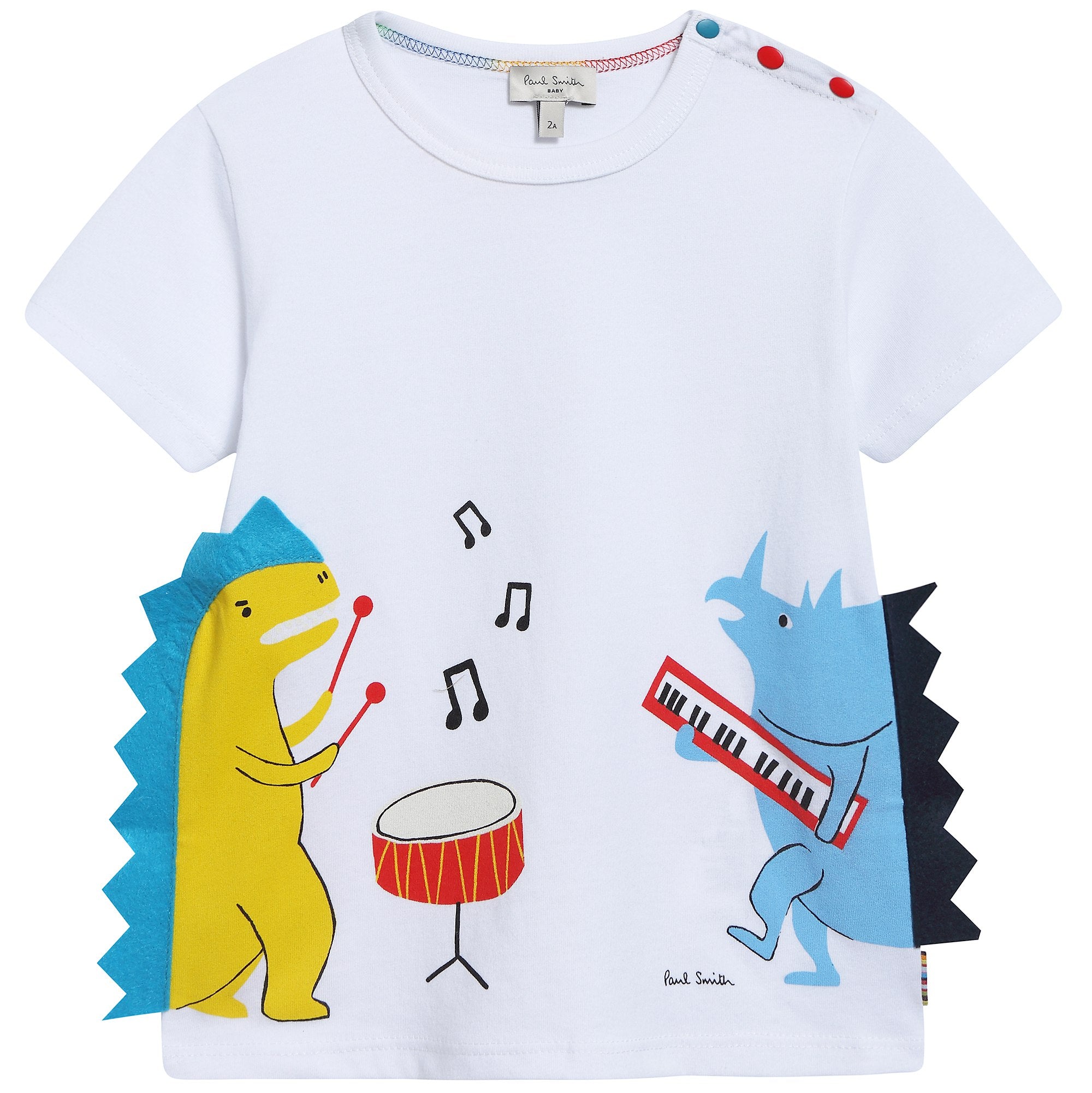 Baby Boys White "Dinosaur" Cotton T-shirt