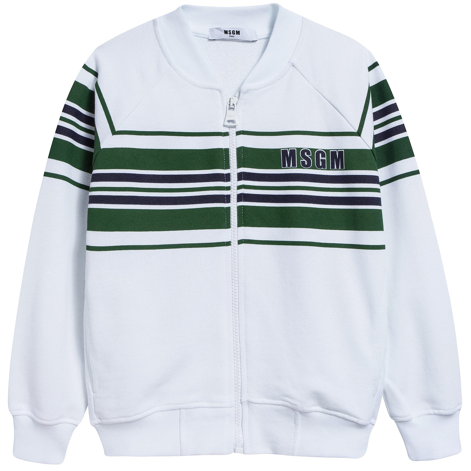 Boys White Cotton Flceece Bomber