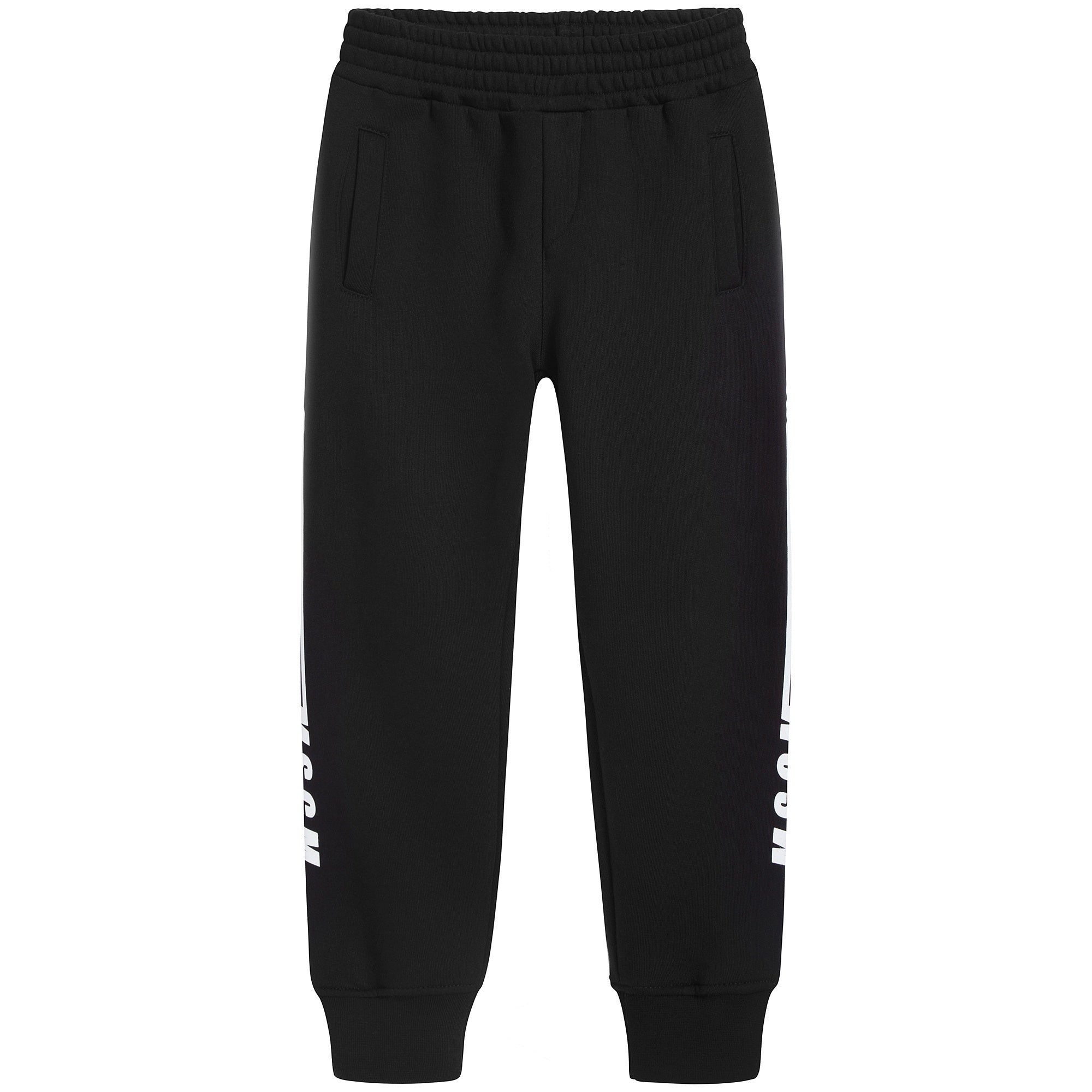 Boys Black Logo Cotton Trousers