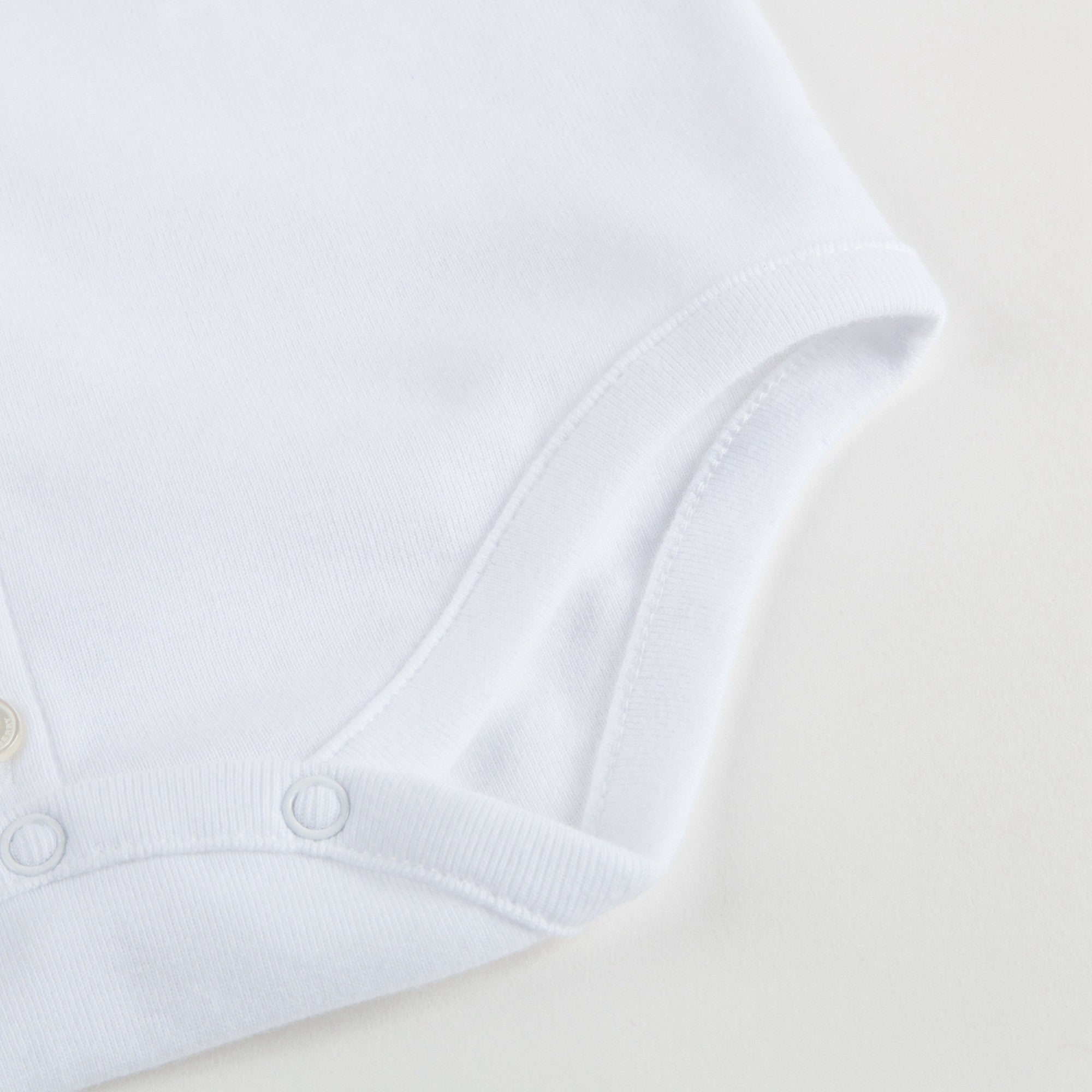 Baby Boys White Cotton Babysuit With Check Collar