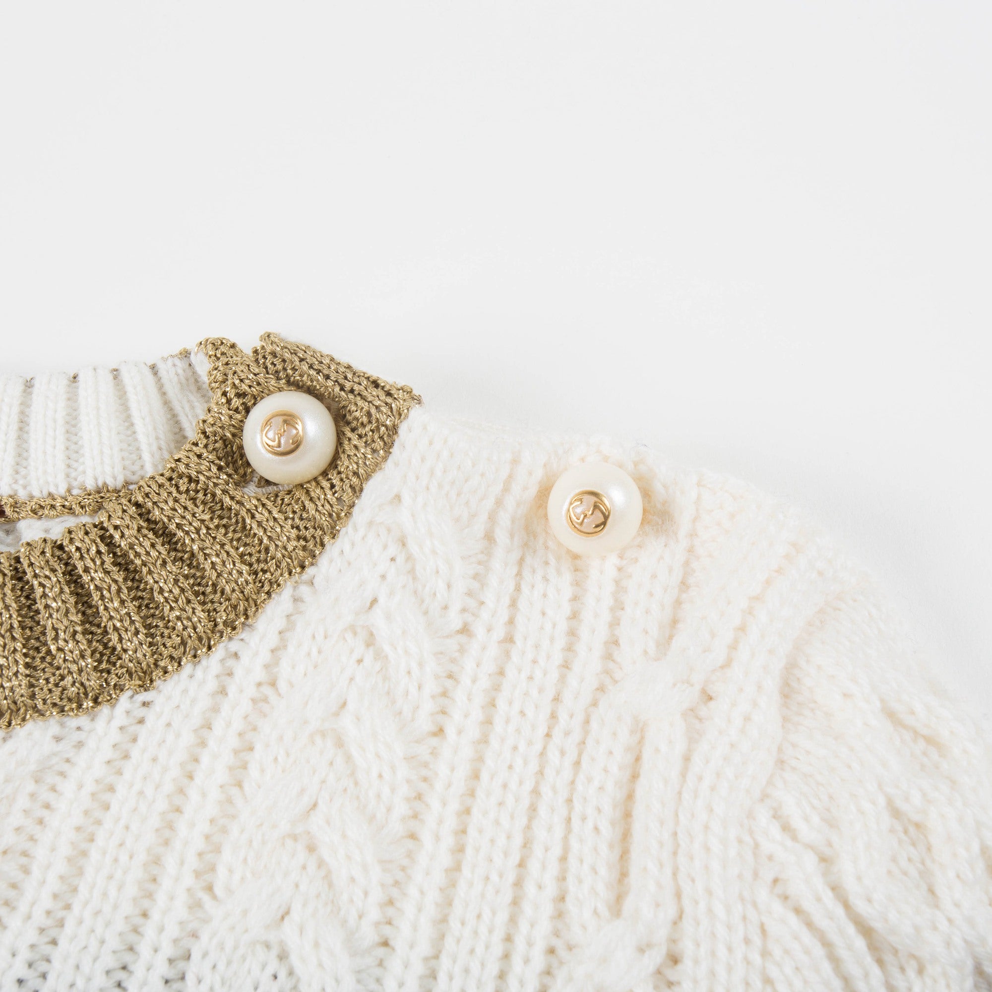 Girls White Cable Knit Sweater