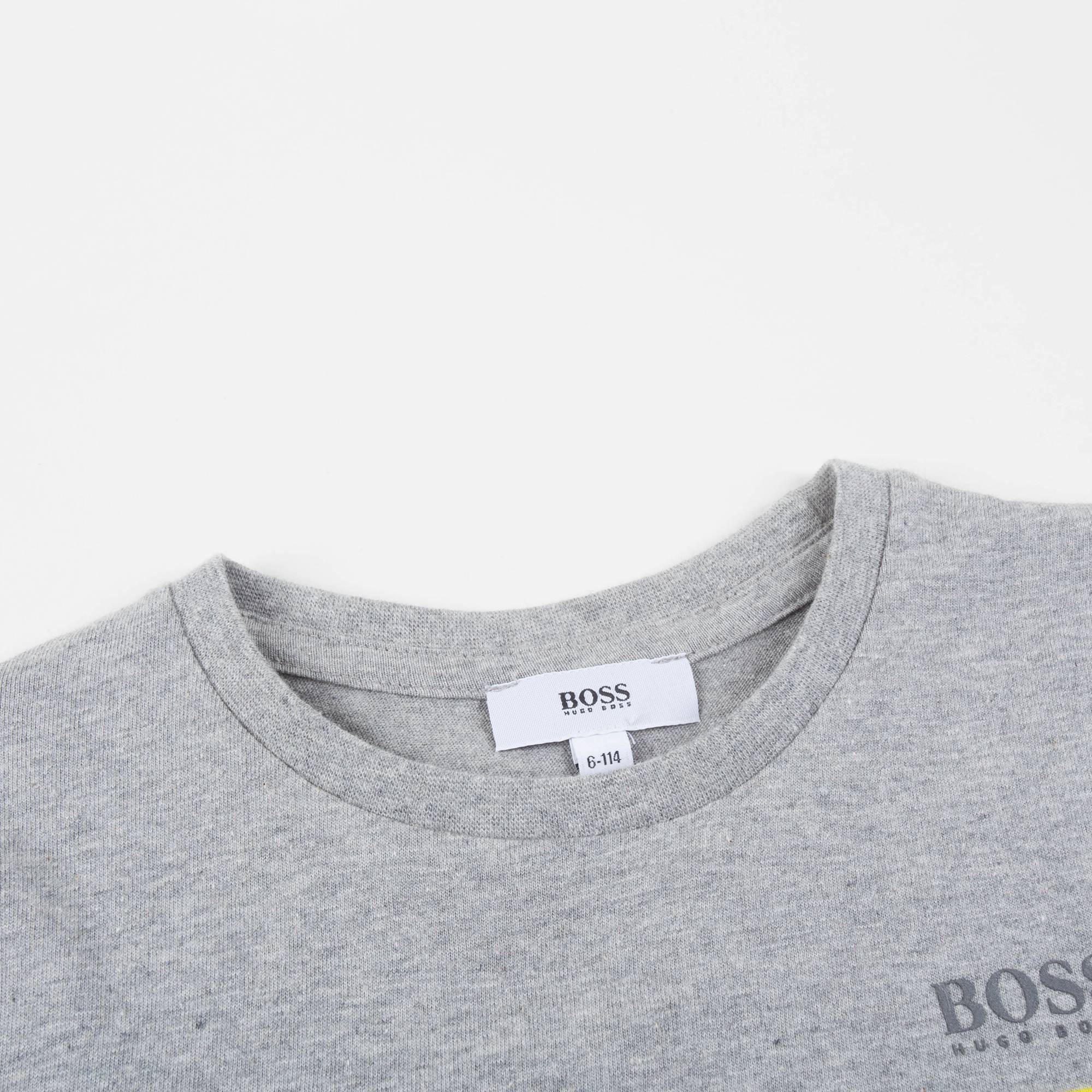 Boys White & Grey Cotton T-Shirt