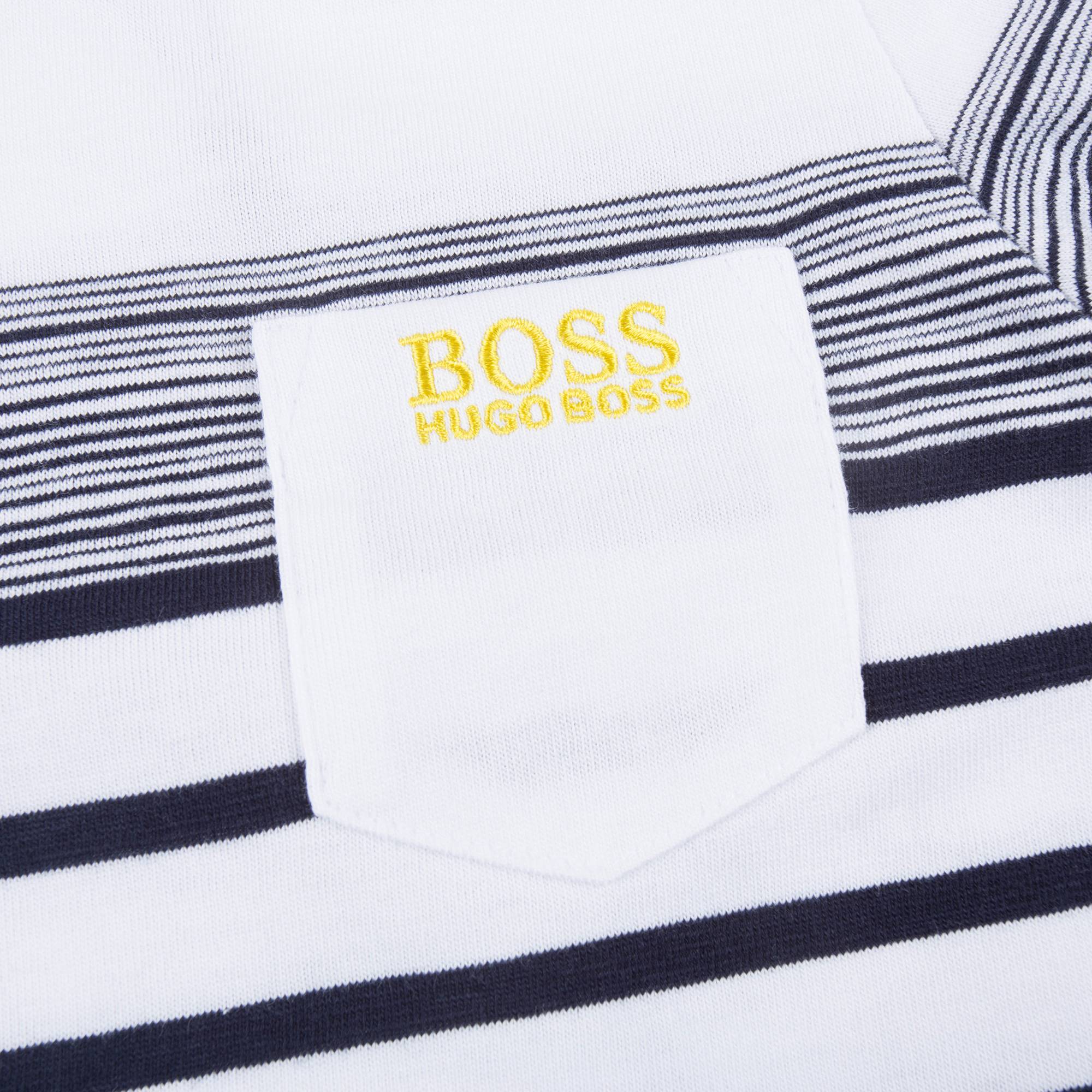 Baby Boys White & Black Striped Cotton T-shirt