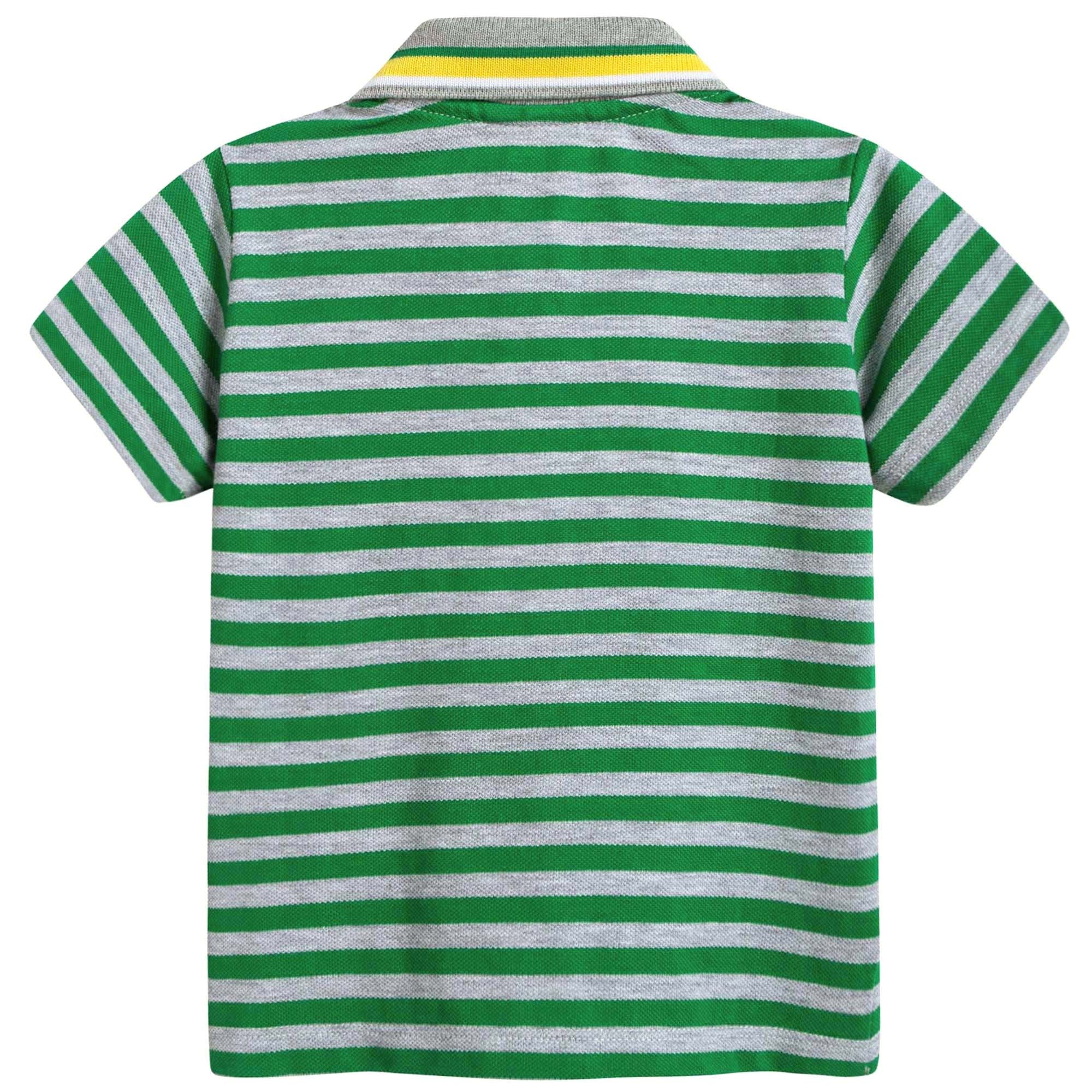 Baby Boys Green & Grey Striped Polo Shirt