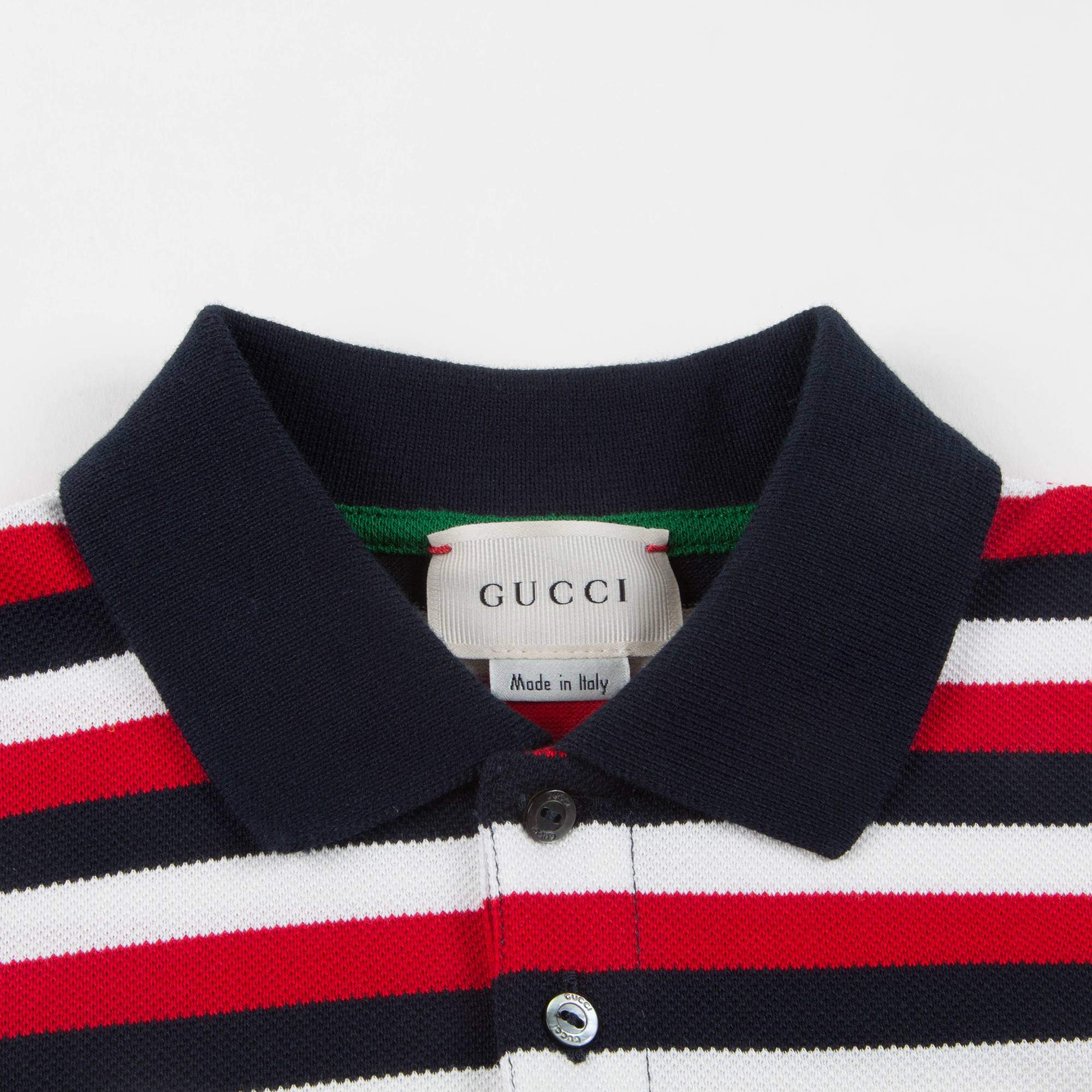 Baby Boys Red & Navy Striped Cotton Polo Shirt