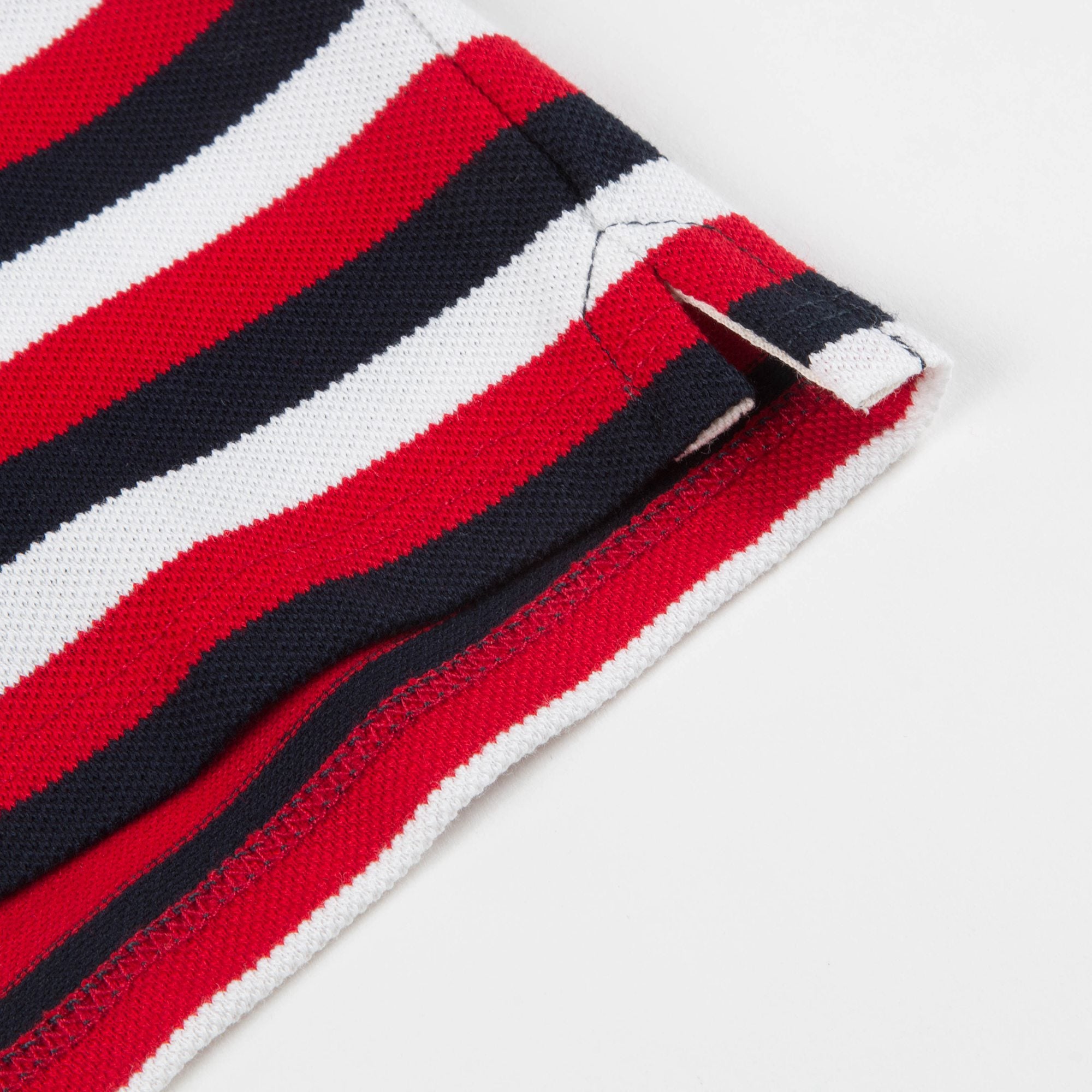 Baby Boys Red & Navy Striped Cotton Polo Shirt