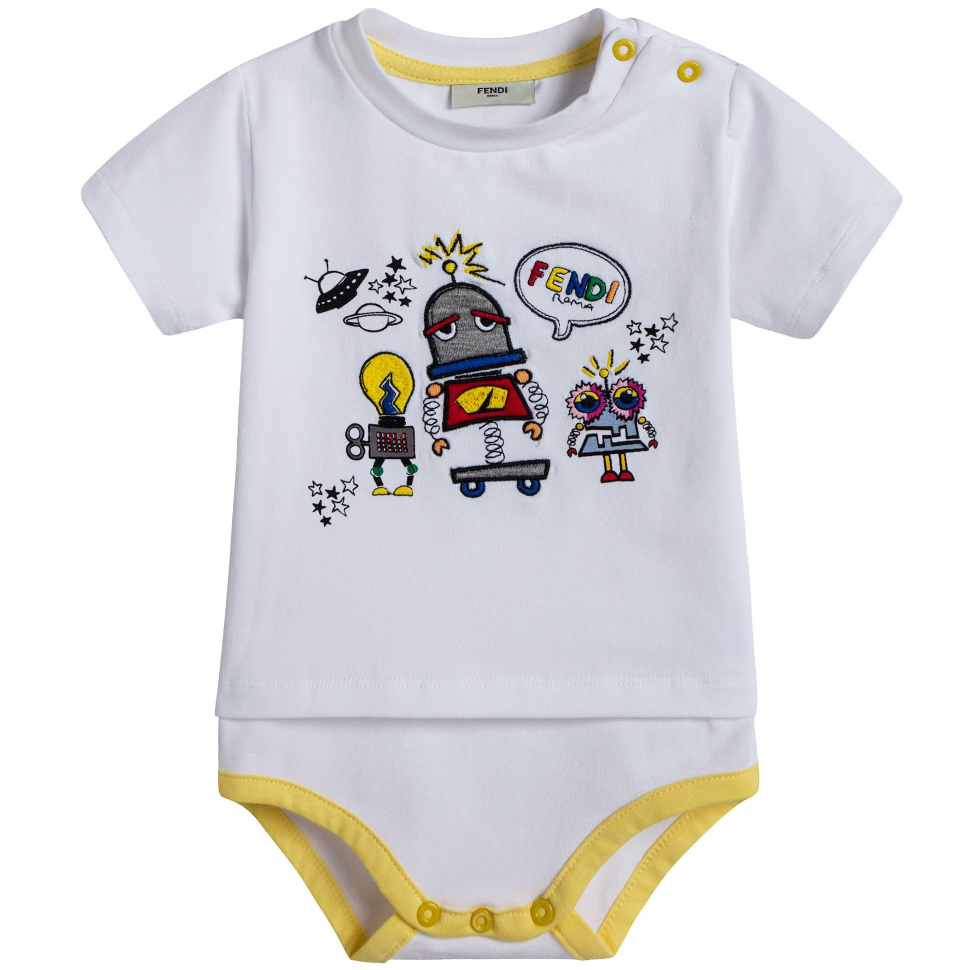 Baby Boys White Monster Robot Babygrow