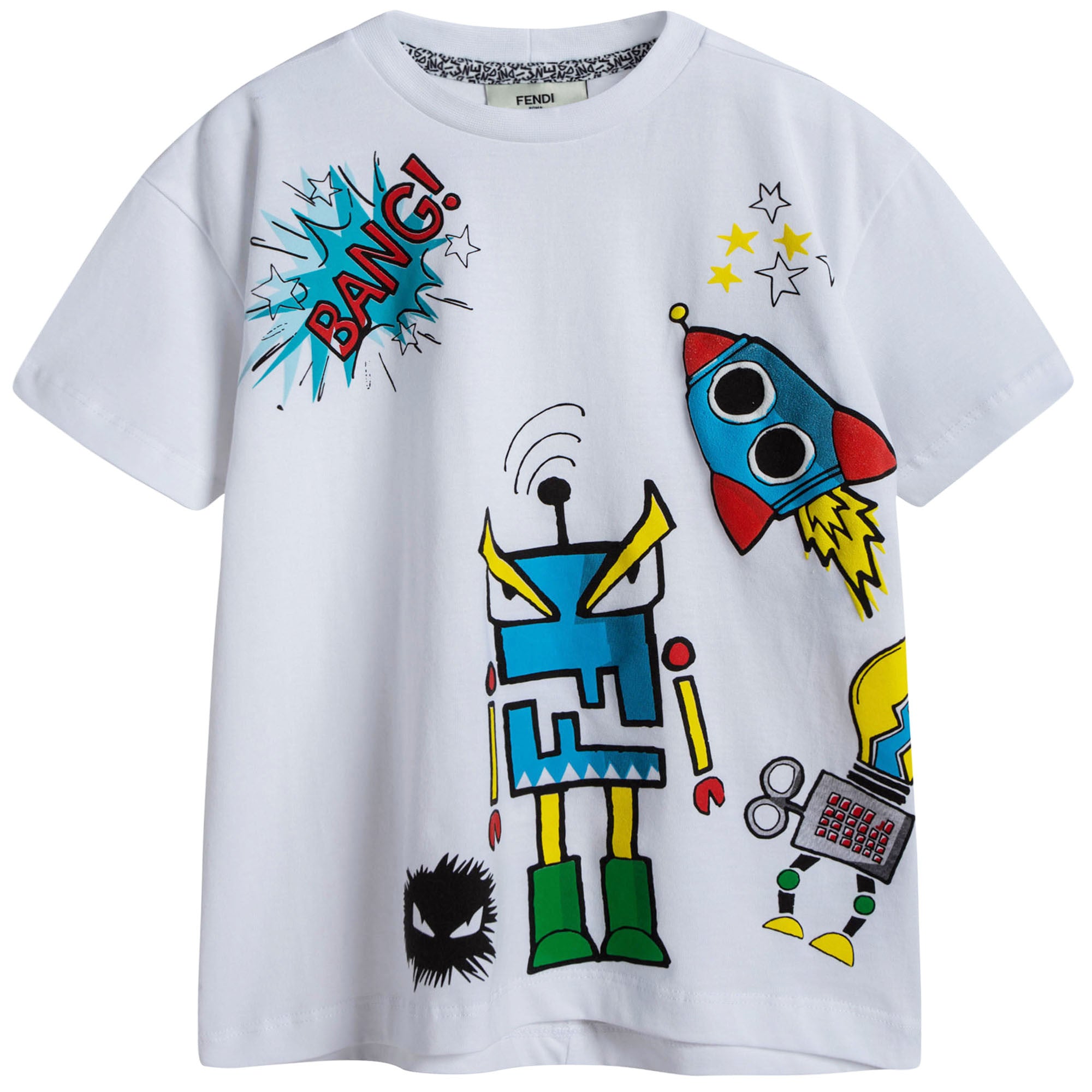 Boys White Monster Robot T-Shirt