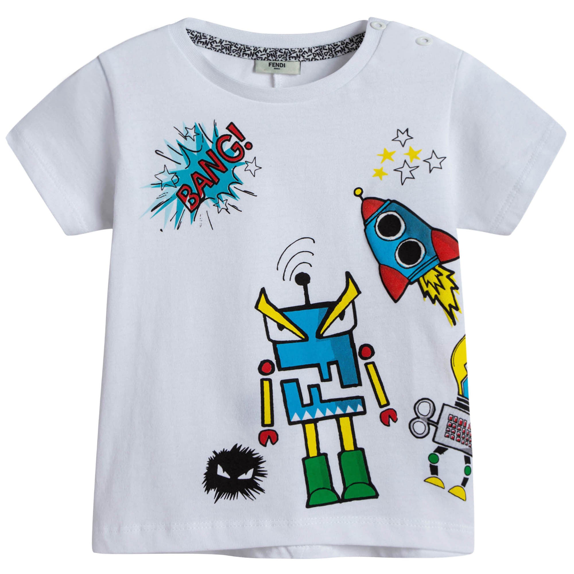 Baby Boys White Monster Robot T-Shirt