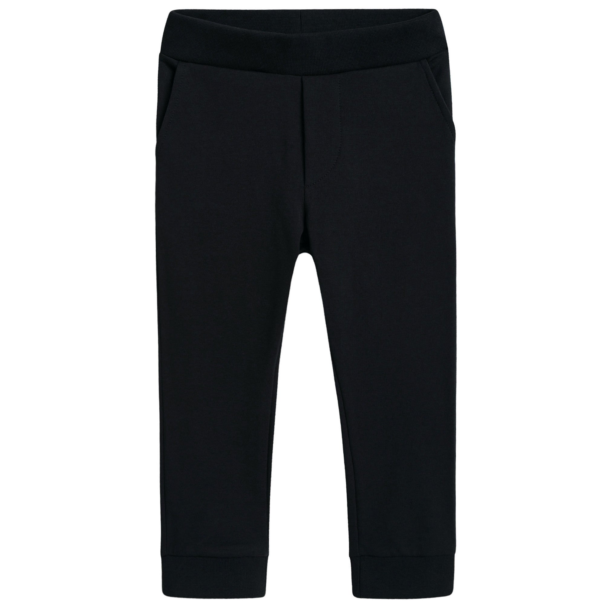 Boys Black Cotton Jersey Tracksuit Trouser