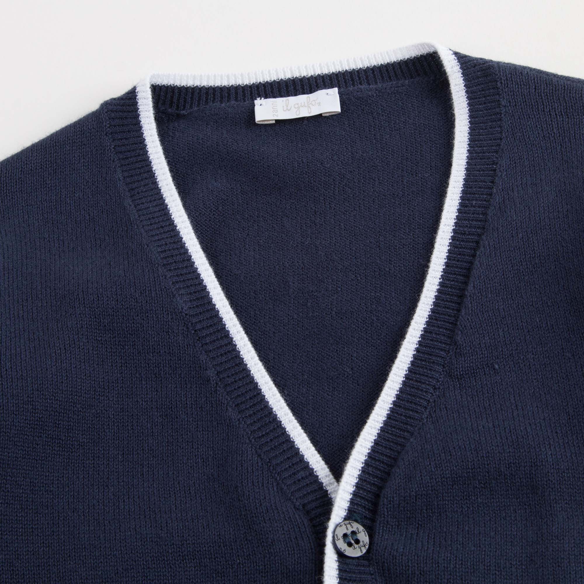 Boys Navy Blue Cotton Cardigan