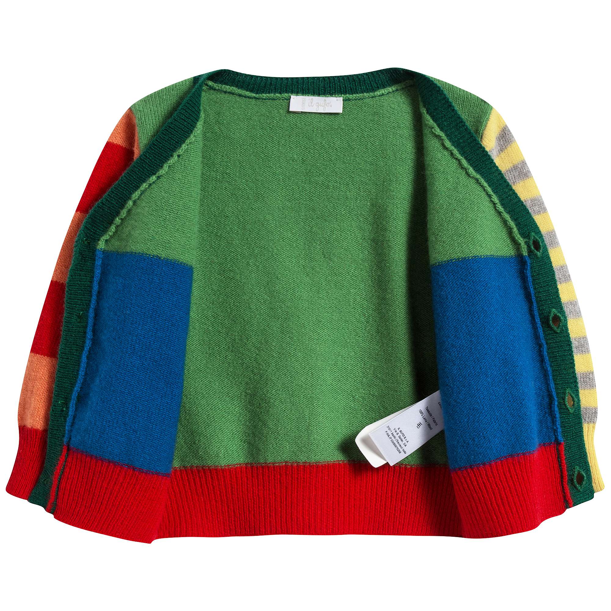 Boys Apple Green & Bluette Wool Cardigan