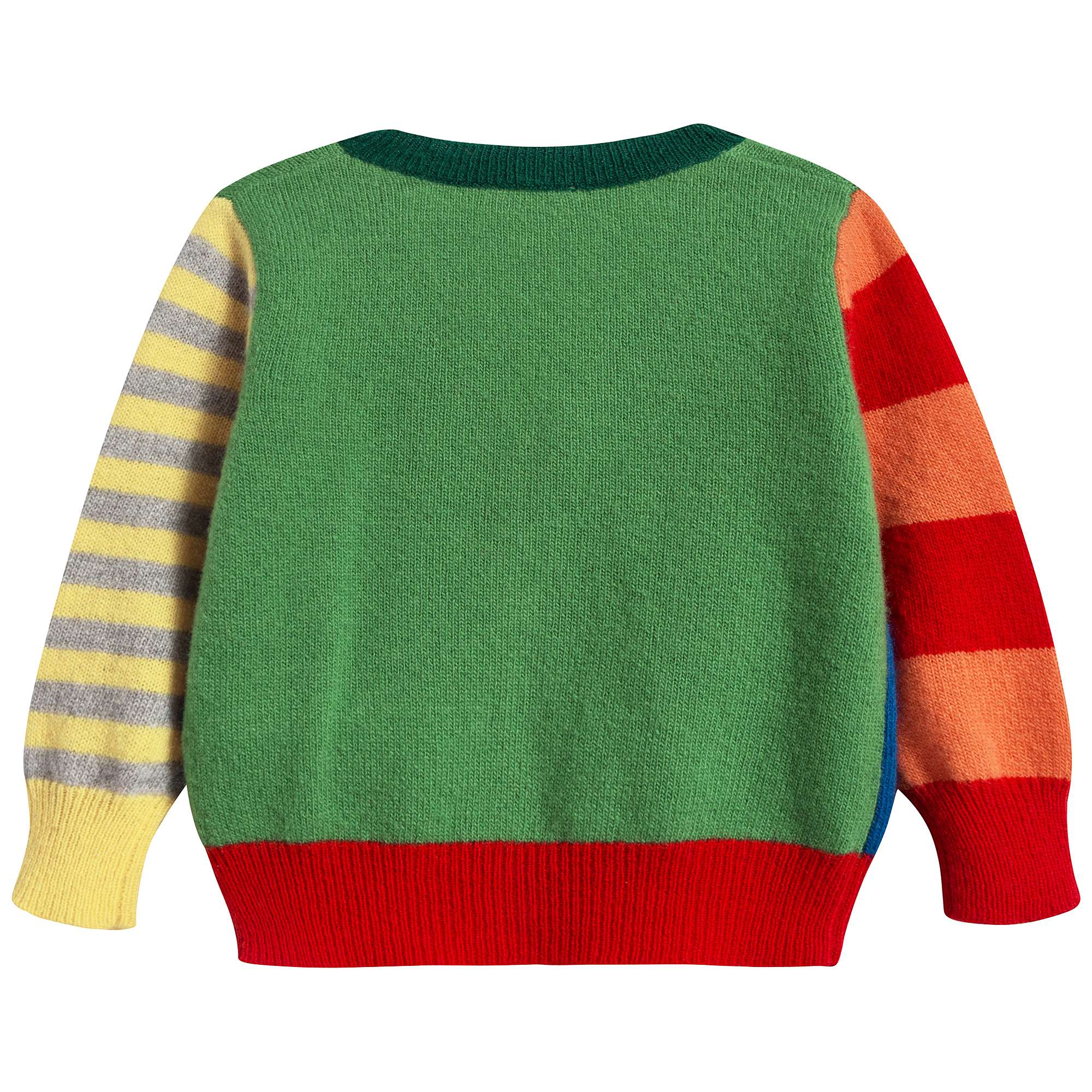 Boys Apple Green & Bluette Wool Cardigan