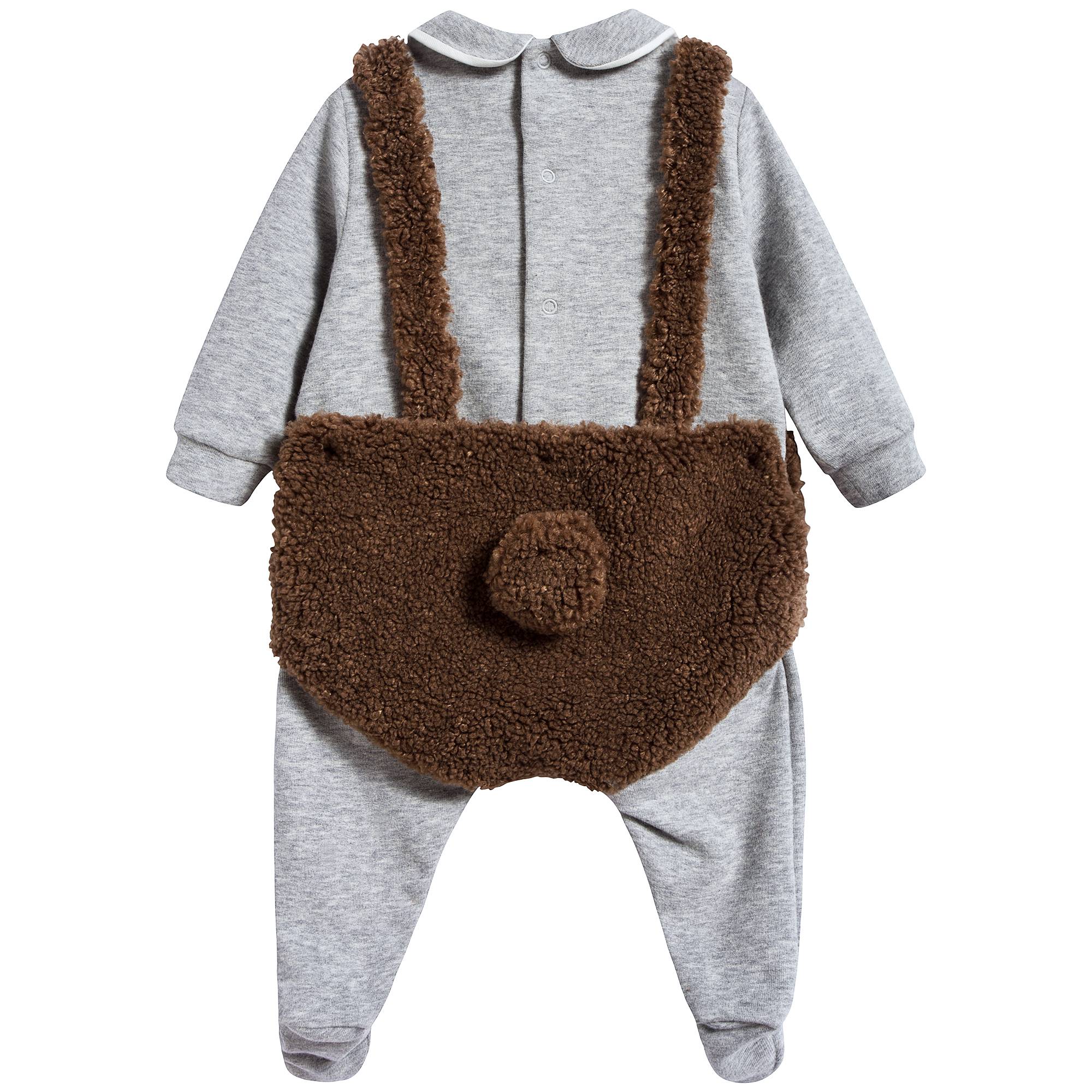 Baby Boys White & Grey Cotton Romper