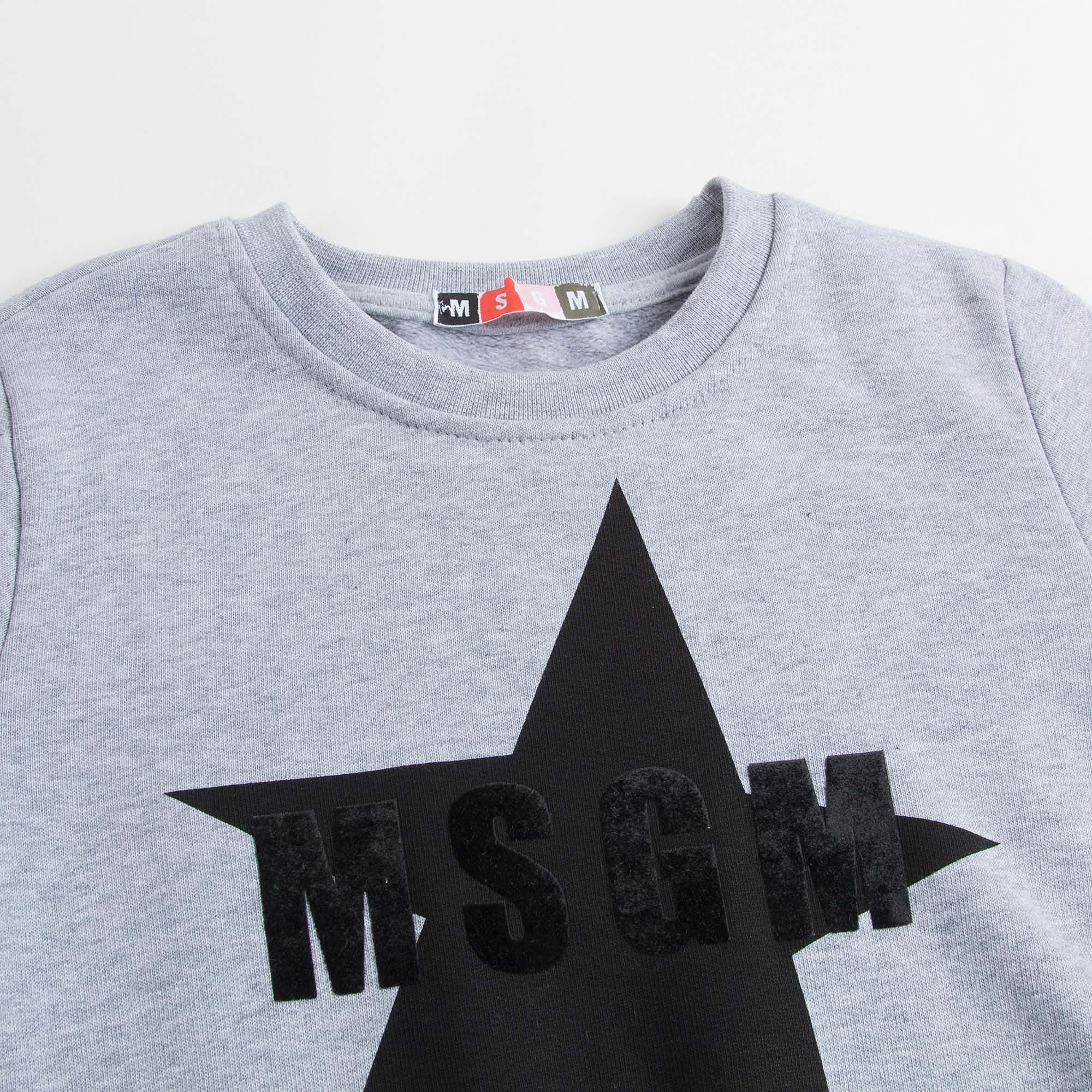 Boys Grey Cotton Sweatshirt With Black Star Trims - CÉMAROSE | Children's Fashion Store - 4