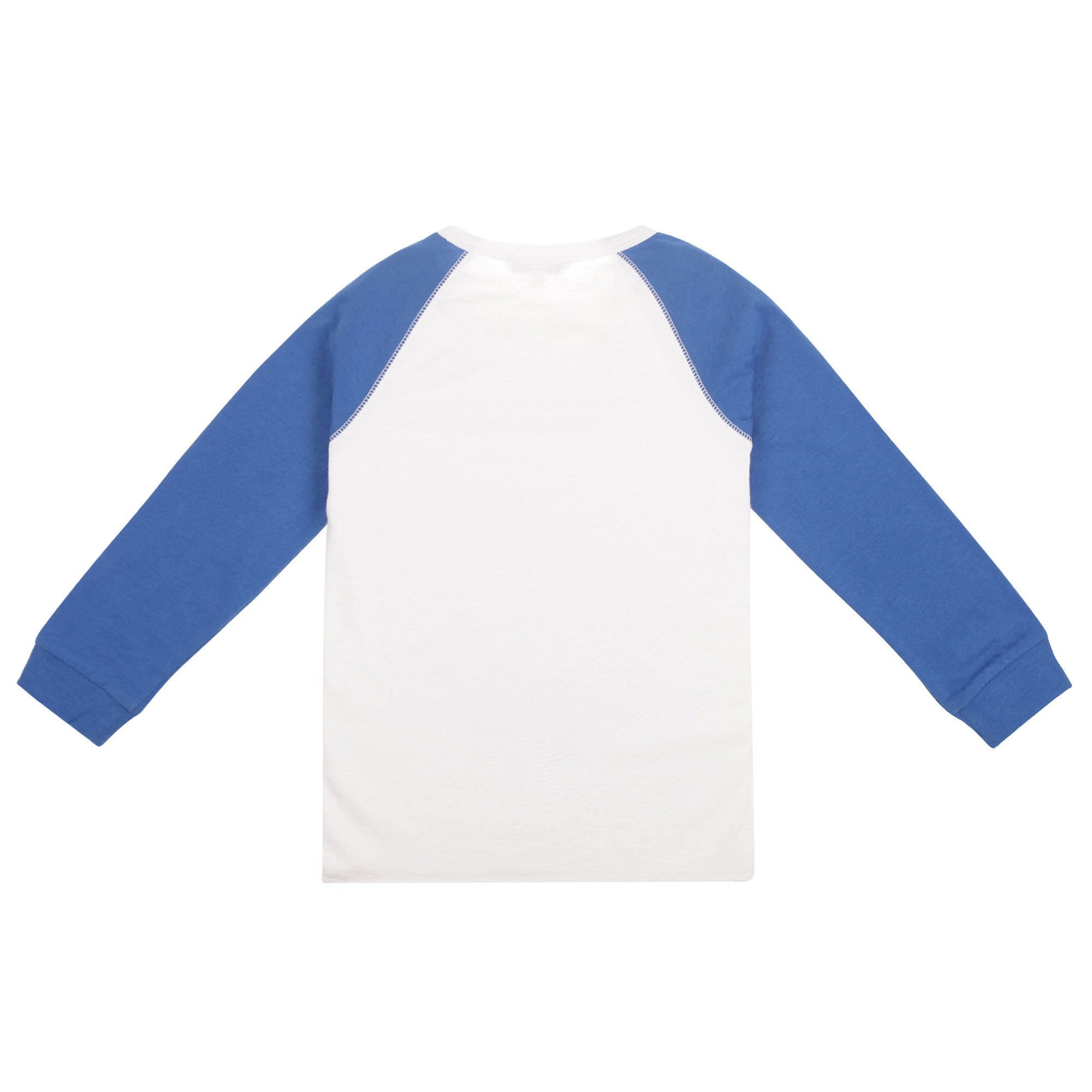 Boys White Cotton T-Shirt With Blue Cuffs - CÉMAROSE | Children's Fashion Store - 2