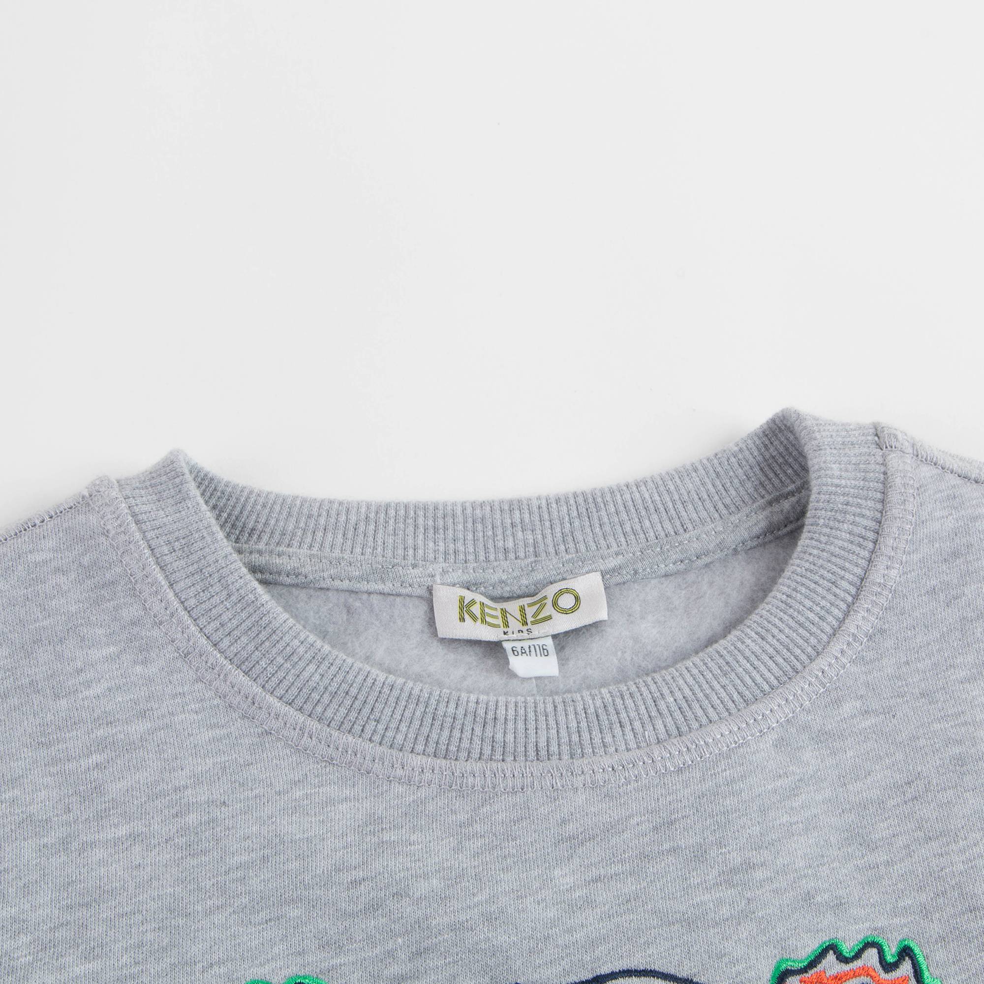 Boys Marl Grey With Tiger Cotton Sweatshirt