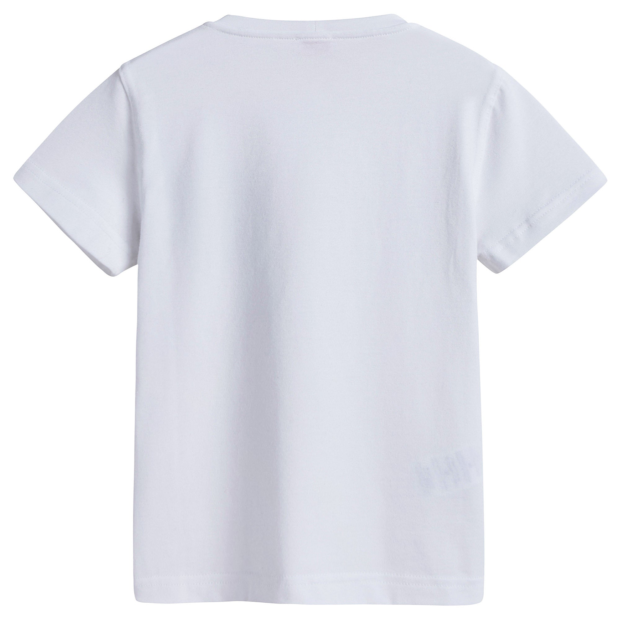 Boys White T-shirt with Contrasting Blue Pocket