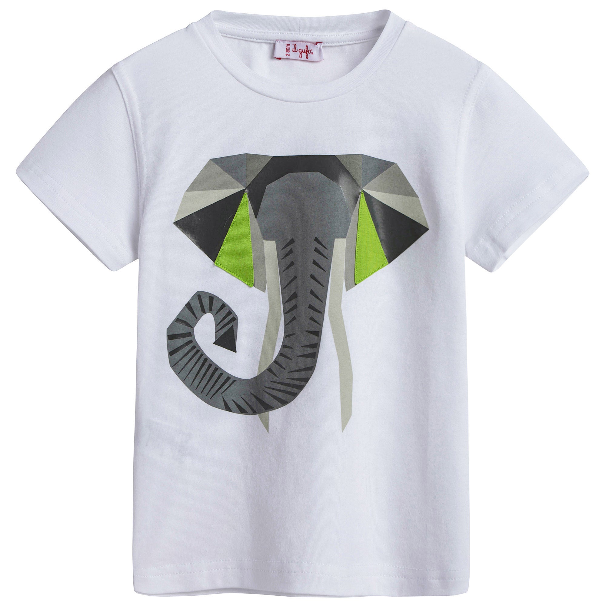 Boys White Elephant Printed T-shirt