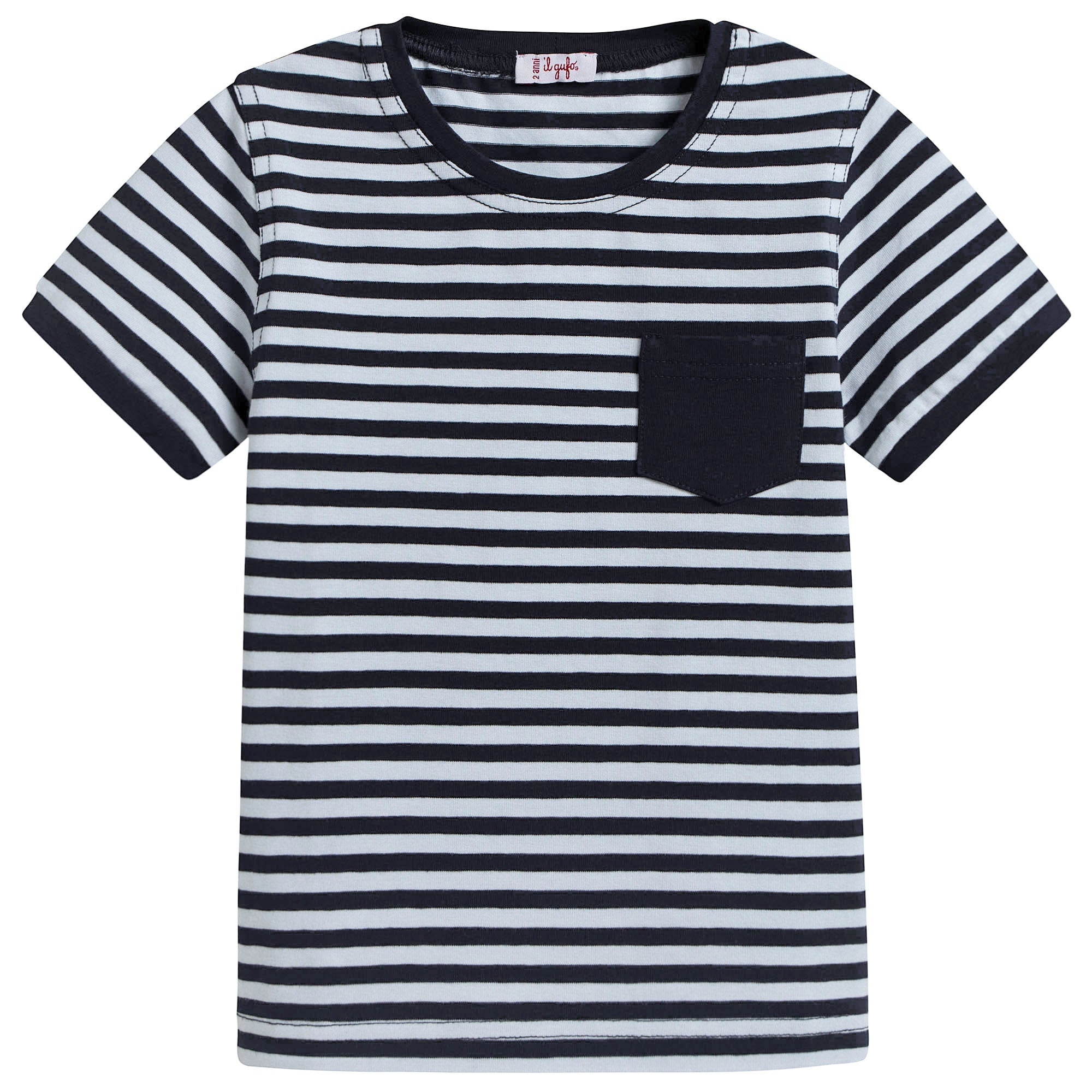 Boys White & Blue Striped T-shirt