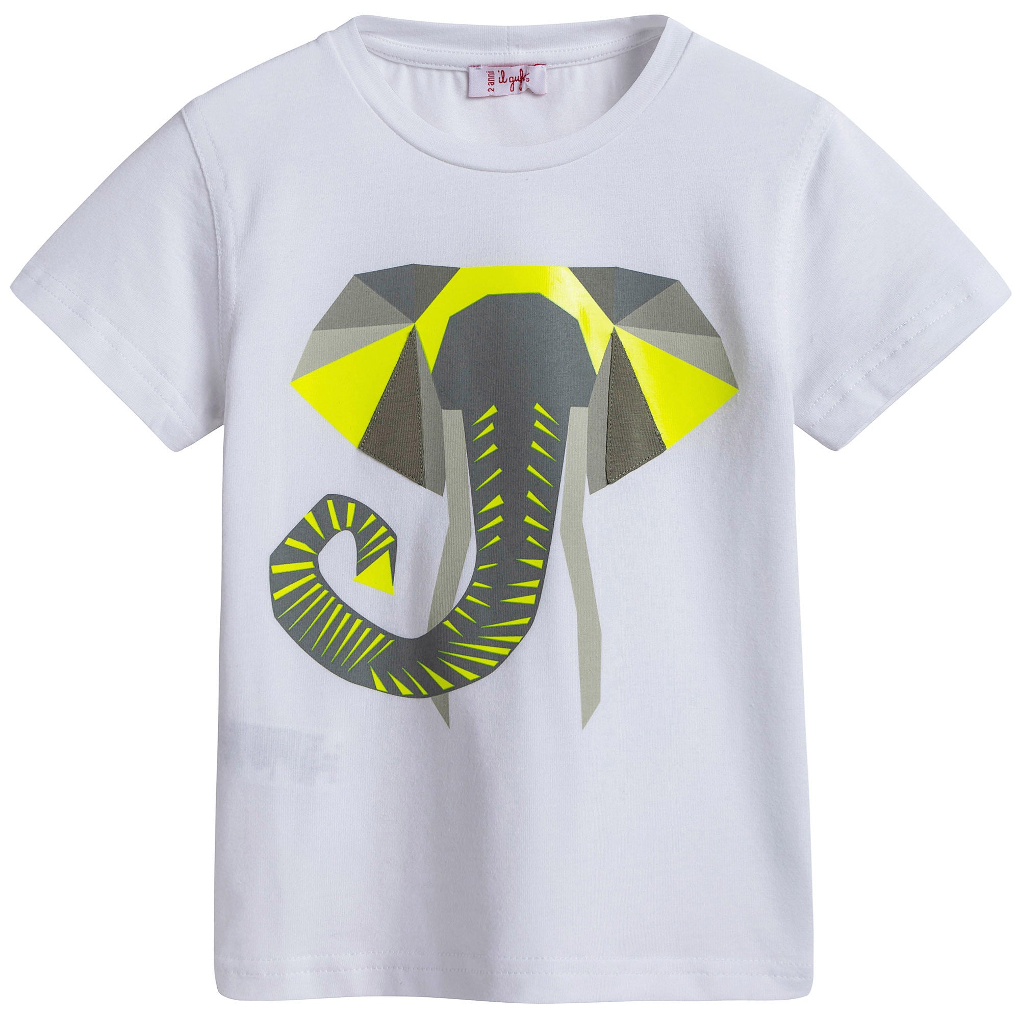 Boys White Elephant Printed T-shirt