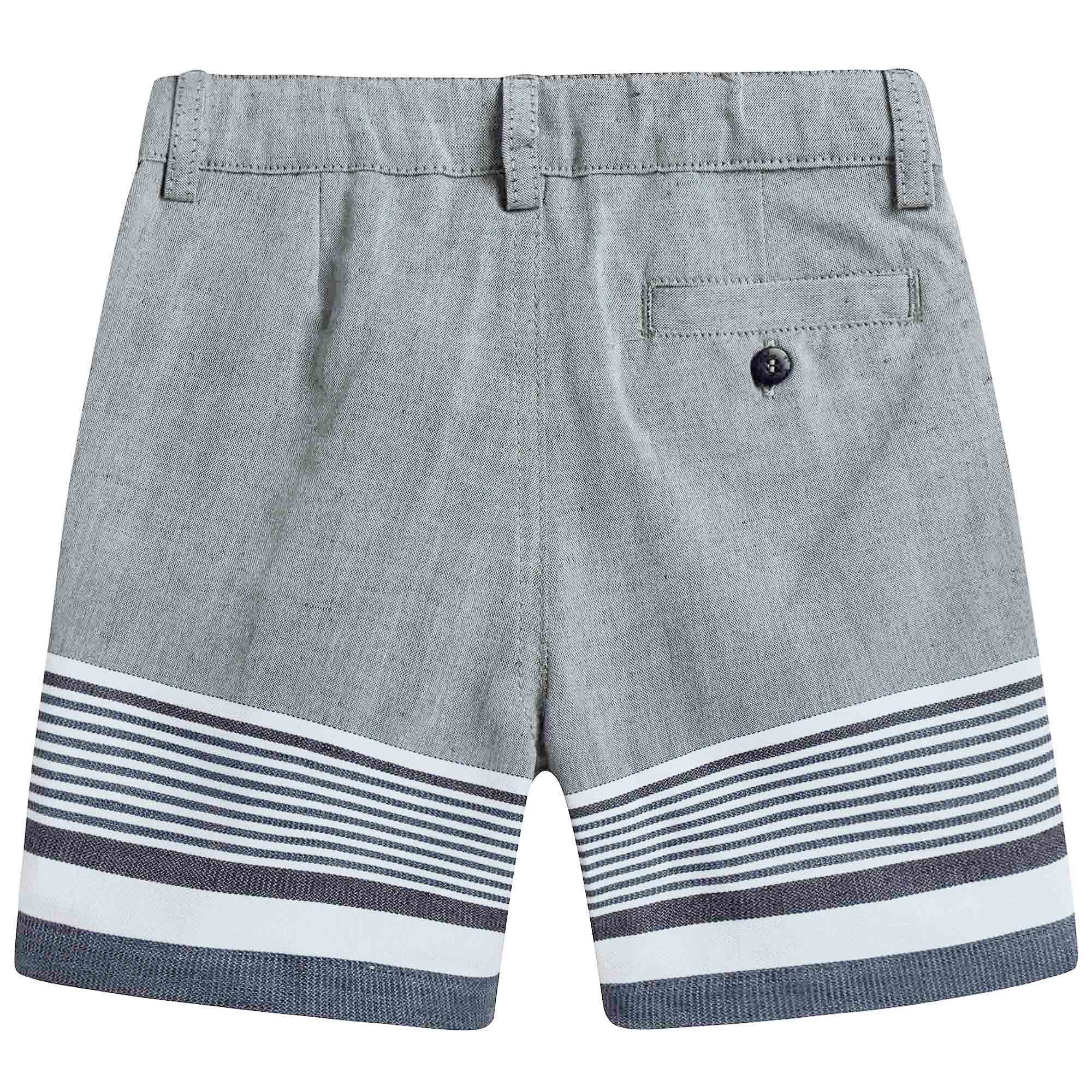 Boys Grey  Shorts with Stripes At The Bottom