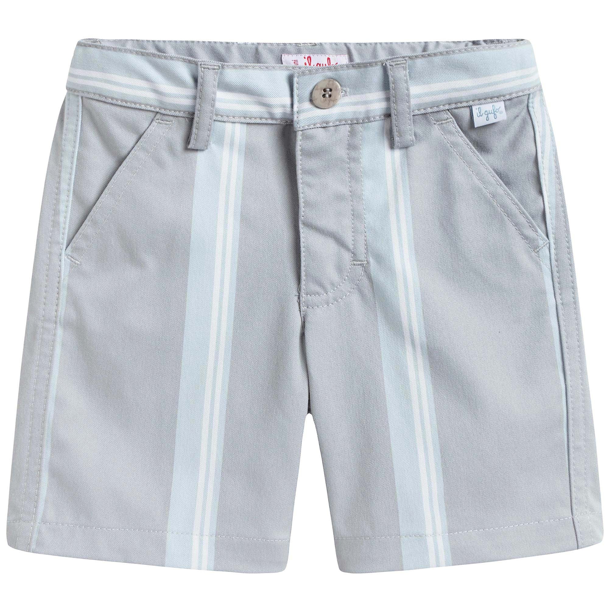 Boys Grey Striped Bermuda Shorts