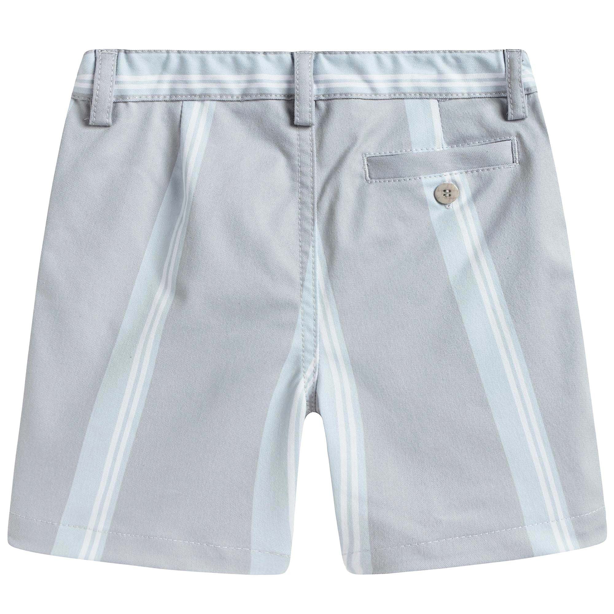 Boys Grey Striped Bermuda Shorts