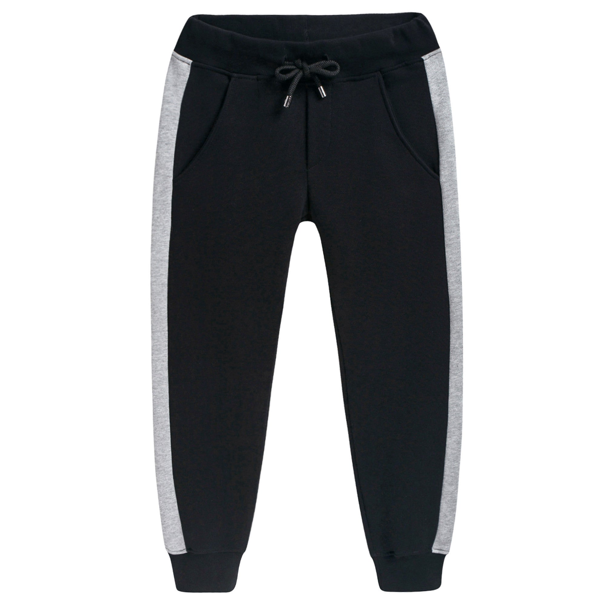 Boys Black Cotton Tracksuit Trousers