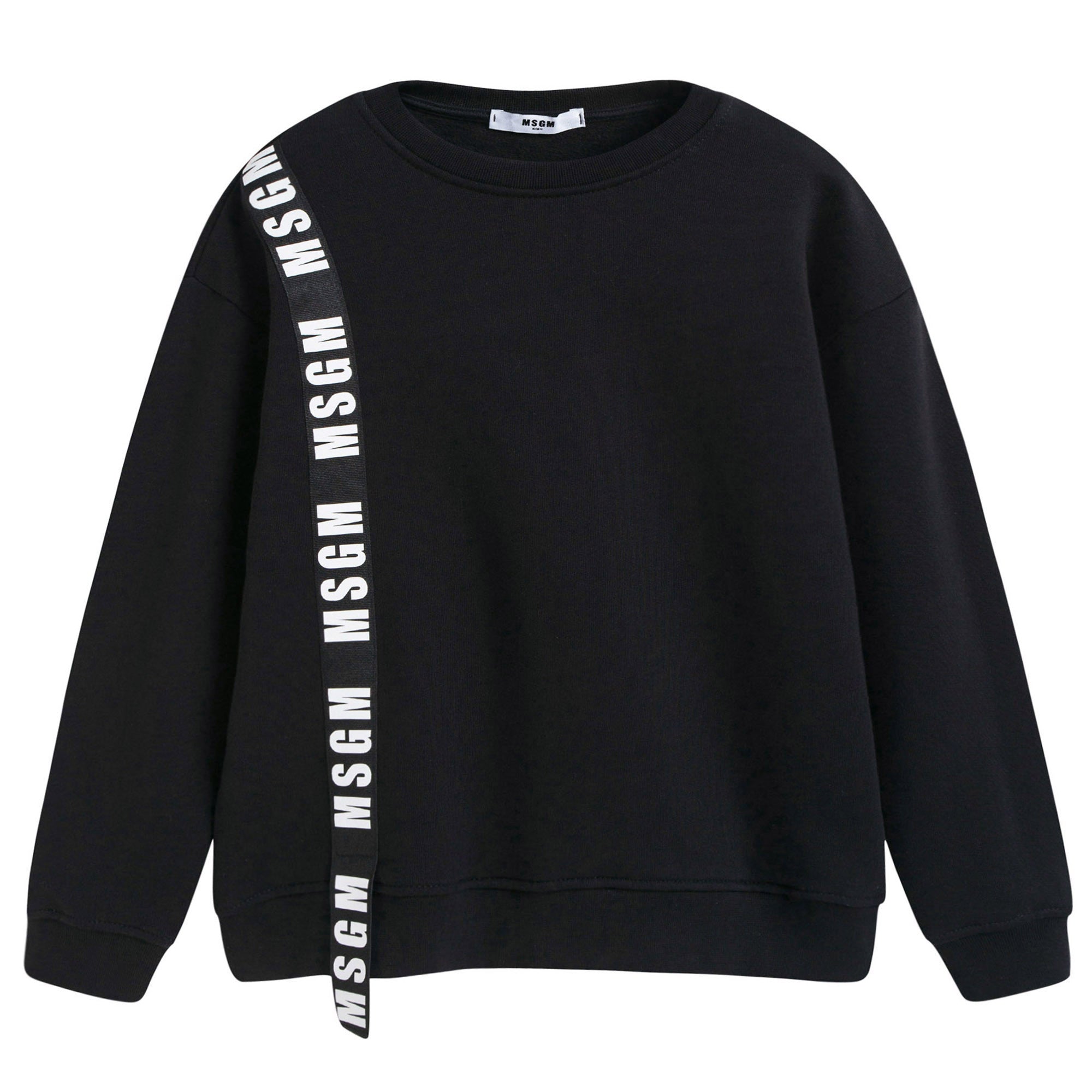 Boys & Girls Black Sweatshirt With Logo Strip