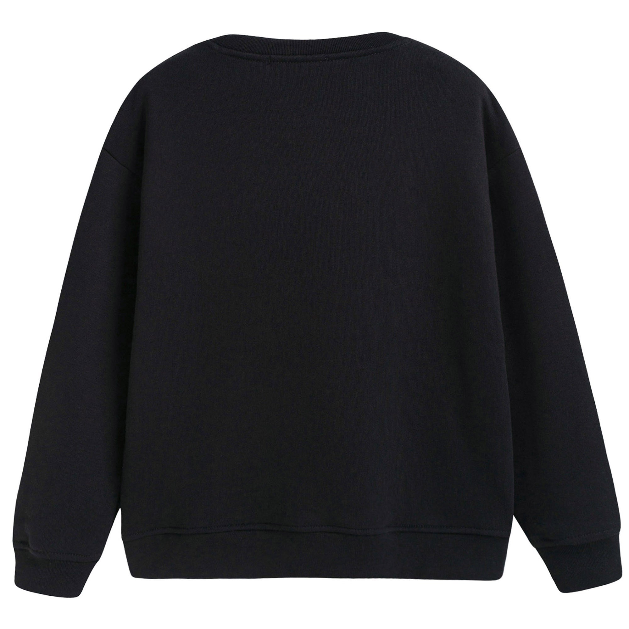 Boys & Girls Black Sweatshirt With Logo Strip