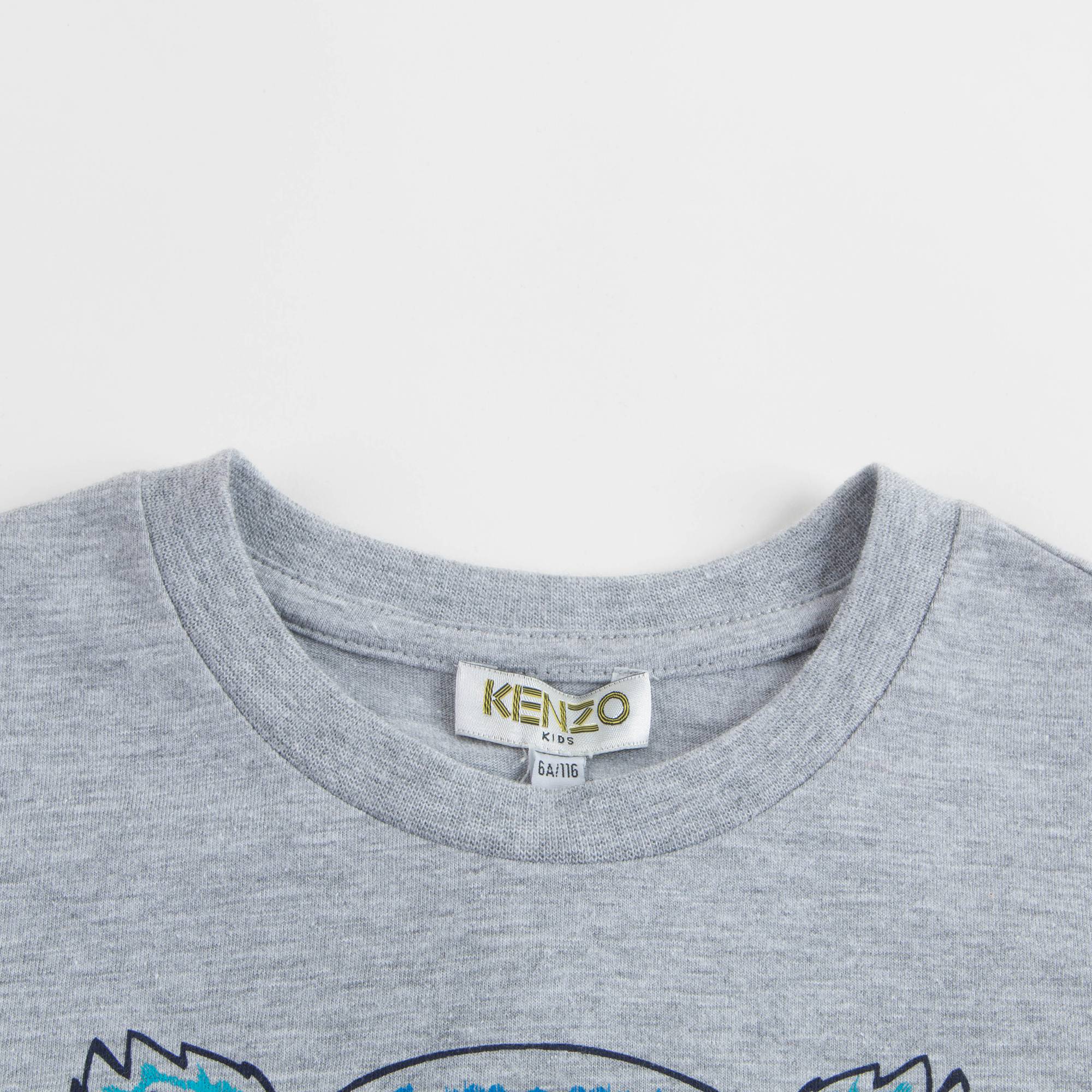 Boys Marl Grey Tiger Cotton T-shirt