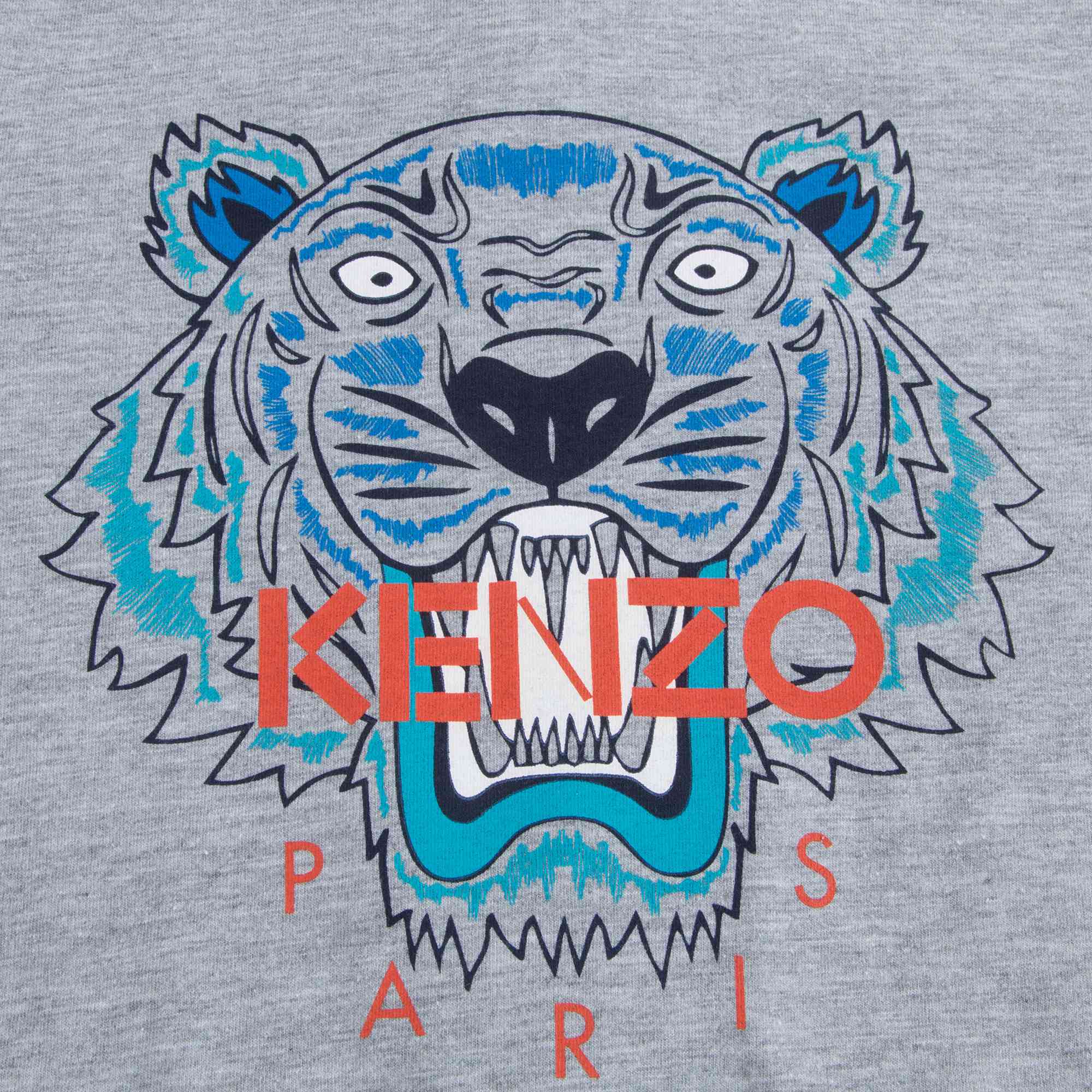 Boys Marl Grey Tiger Cotton T-shirt