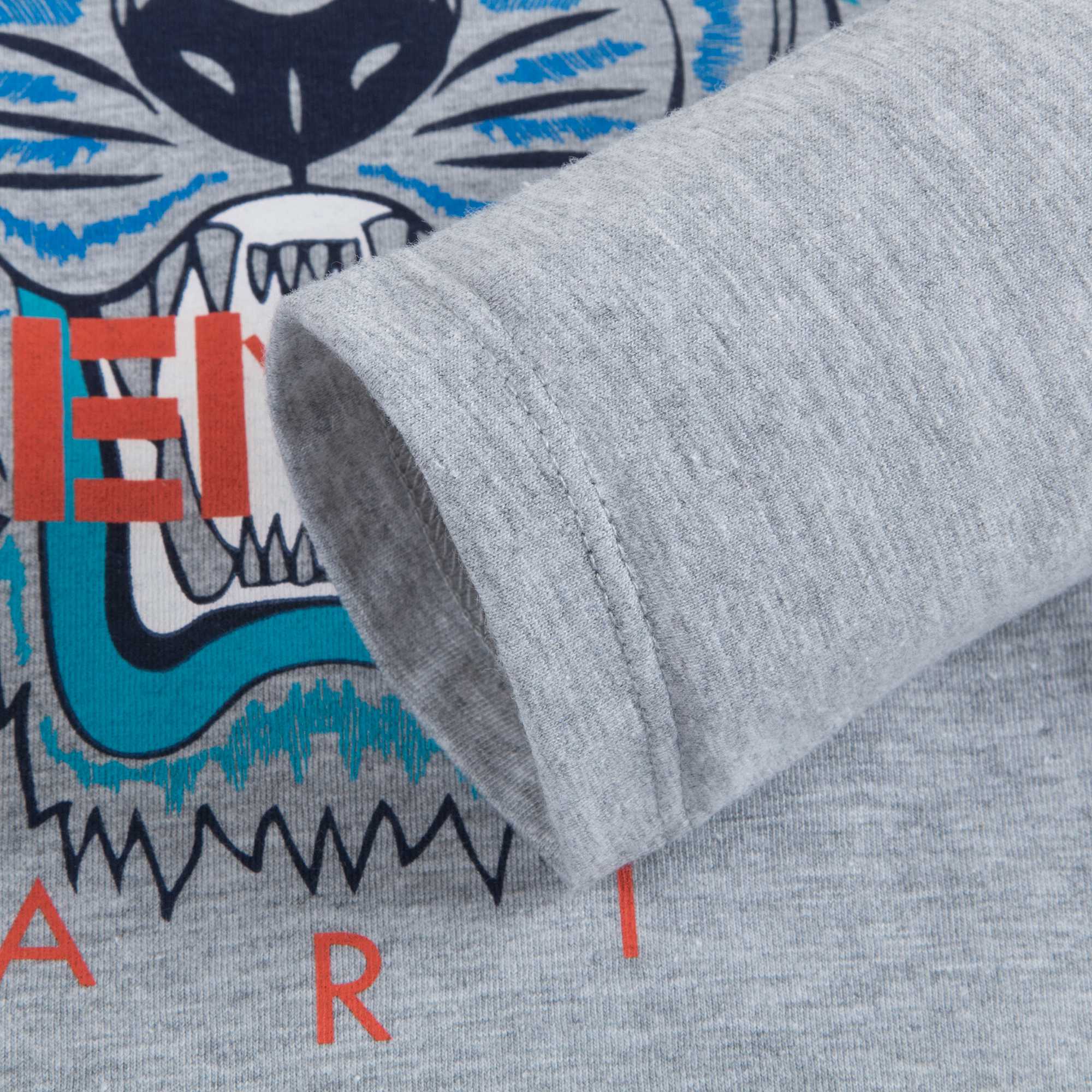 Boys Marl Grey Tiger Cotton T-shirt