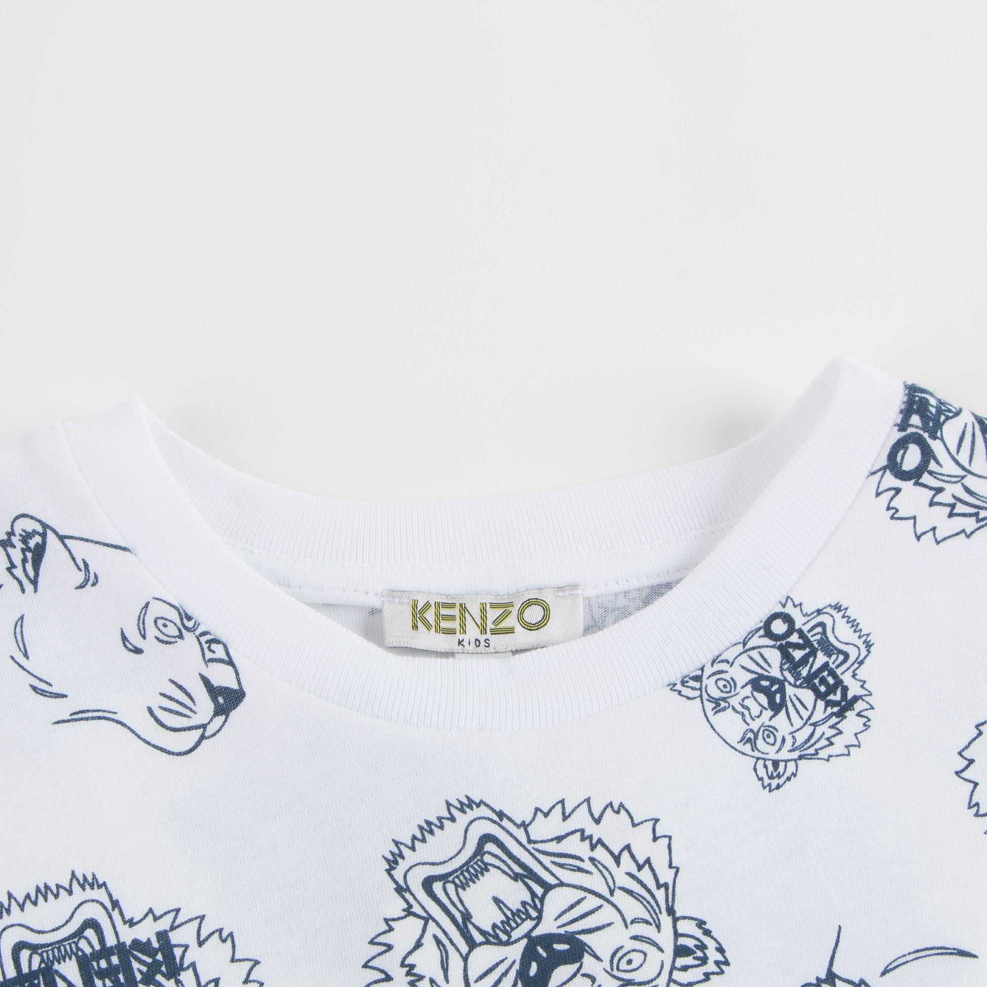 Boys Optical White With Tiger Cotton T-shirt