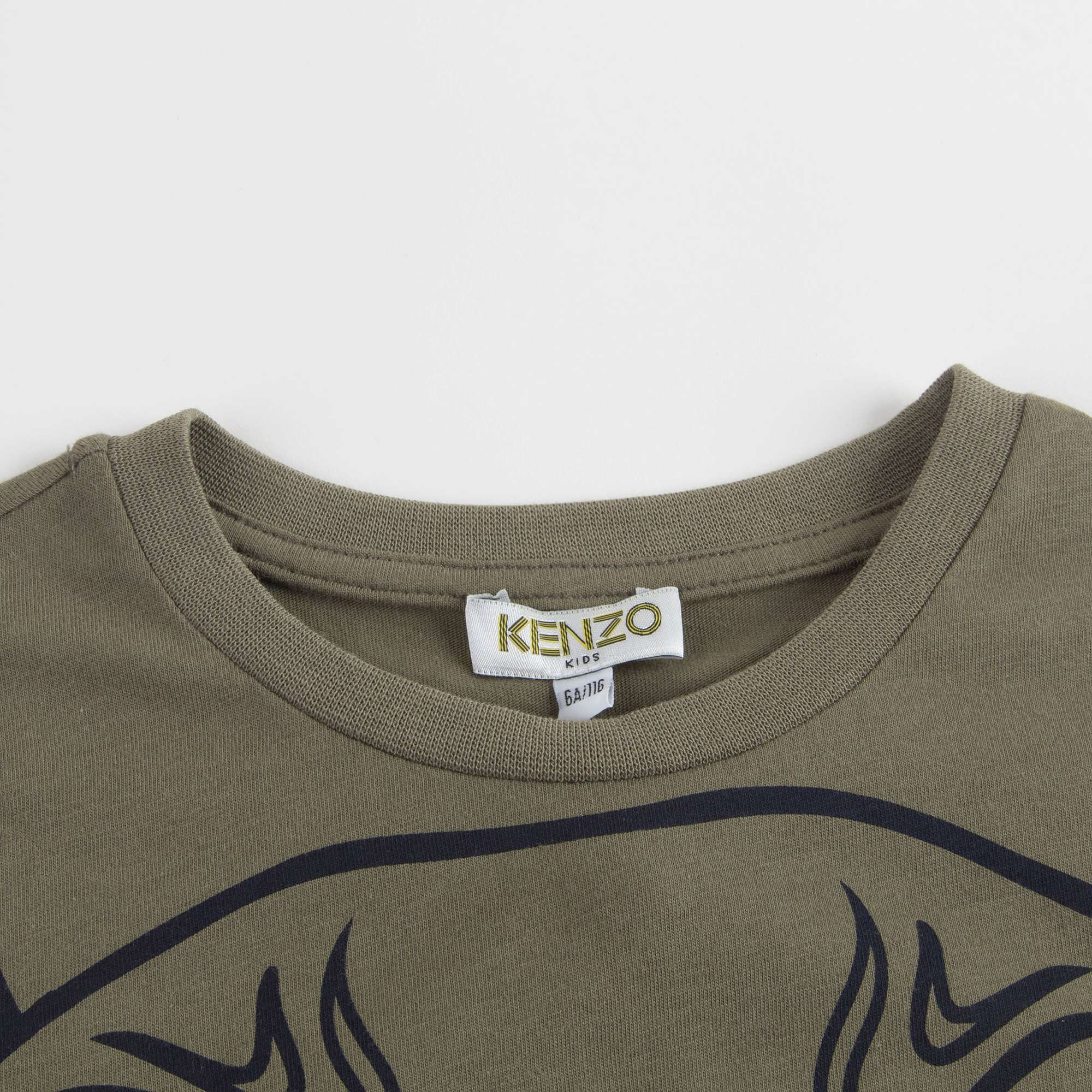 Boys Light Kaki With Tiger Cotton T-shirt